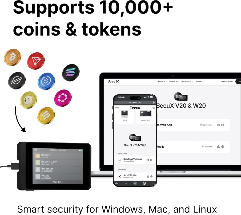 SecuX Cartera de hardware de criptoactivos W10: la solución ideal p...
