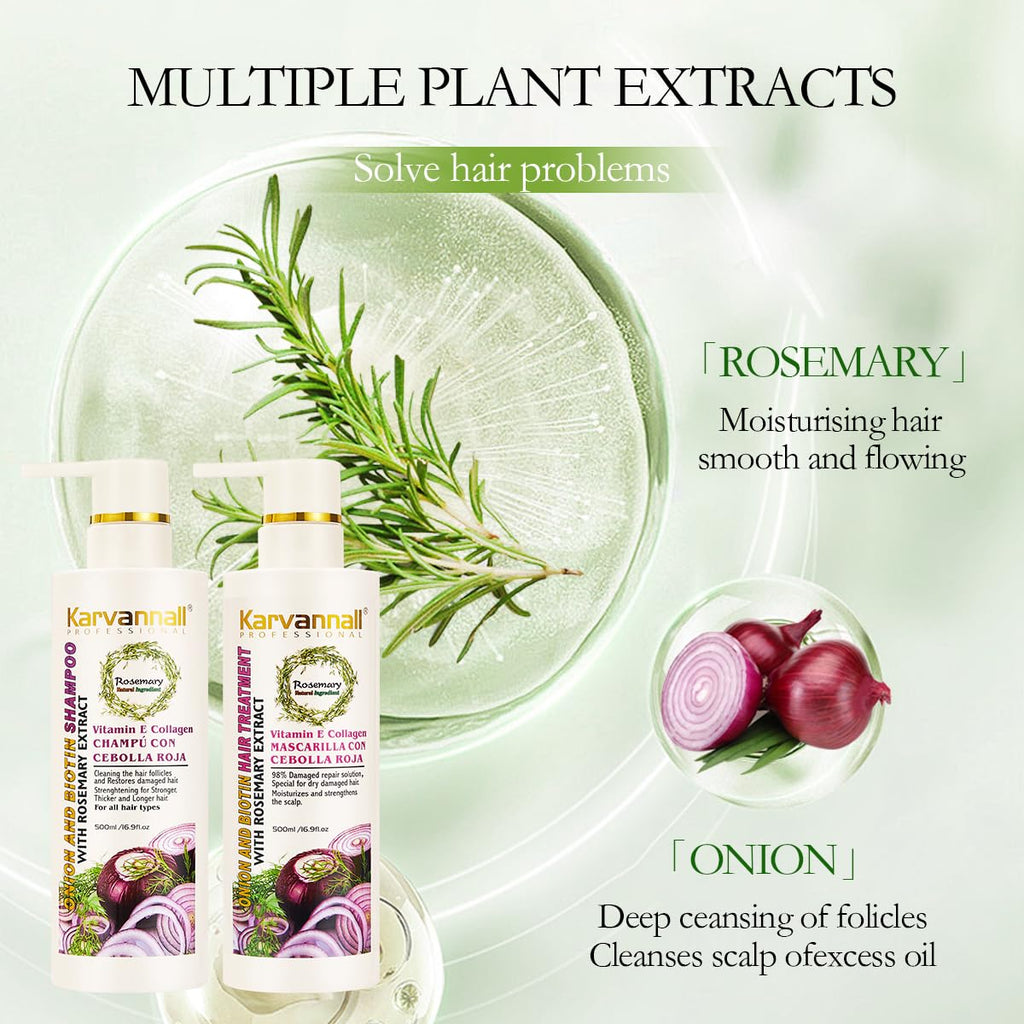 Rosemary Biotin Shampoo &amp; Hair Mask Set | Extracto de cebolla,...
