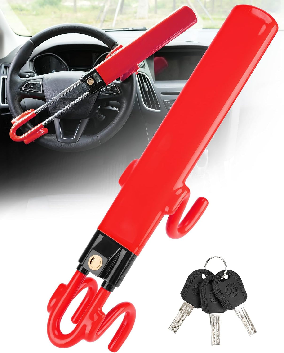 Tevlaphee Cerradura de volante antirrobo para automóvil, dispositiv...