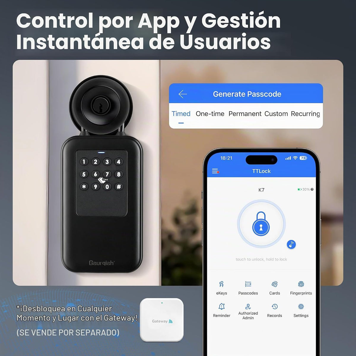 Caja de bloqueo de llave inteligente para exteriores - Bluetooth, a...