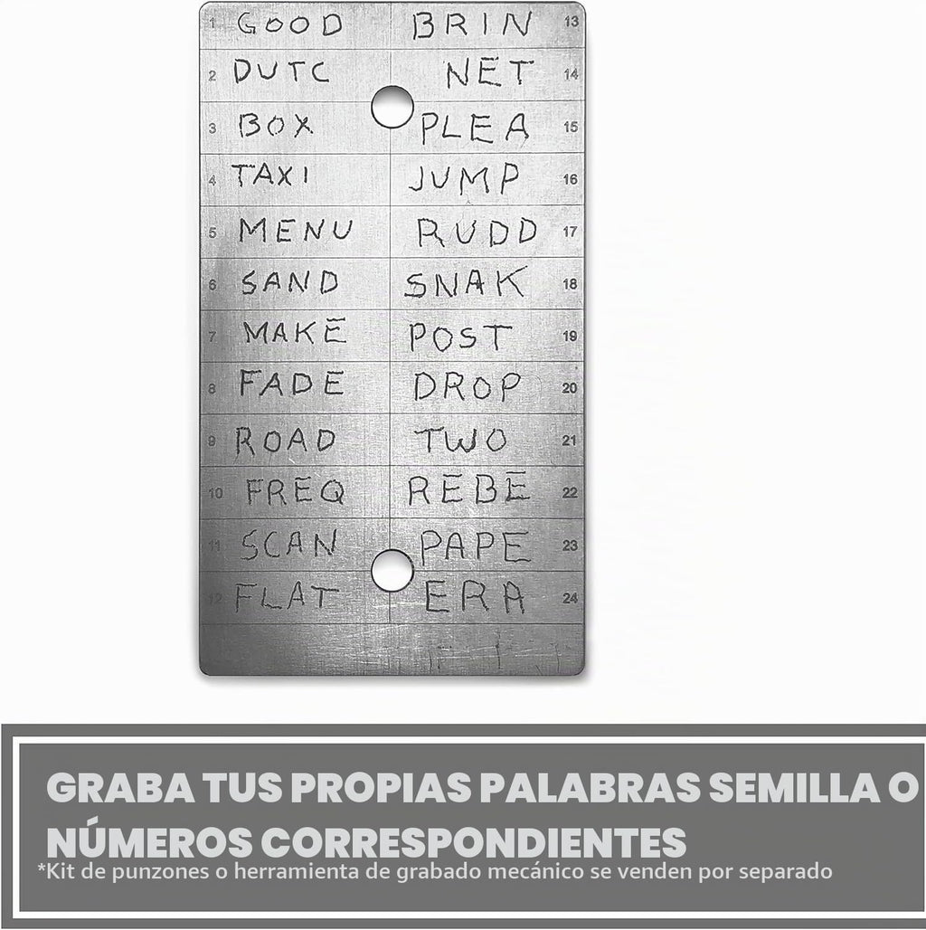 ColdTi - Placa de semillas de Bitcoin de titanio para almacenamient...