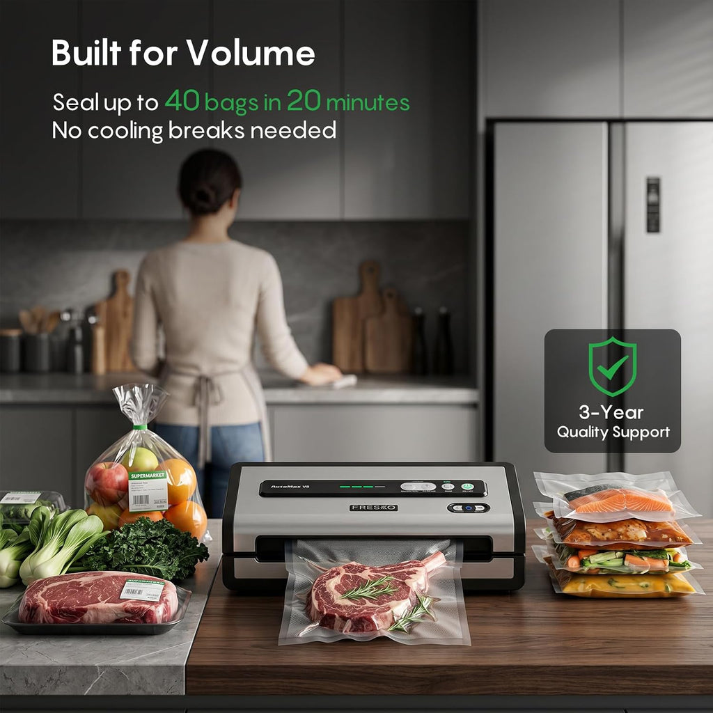 FRESKO Sellador de vacío automático para alimentos, sello continuo...