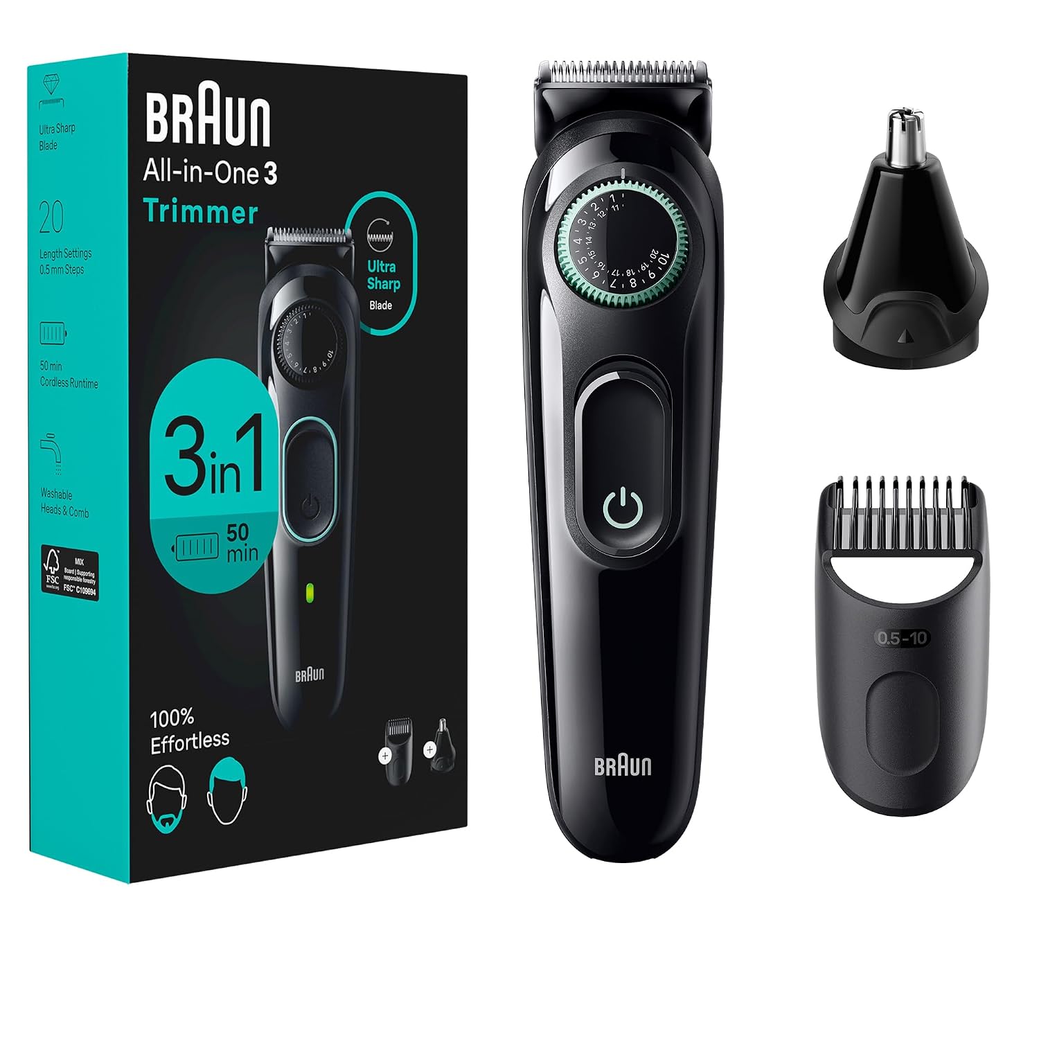 Braun Kit de estilo todo en uno Serie 3 3430, recortadora 3 en 1 pa...