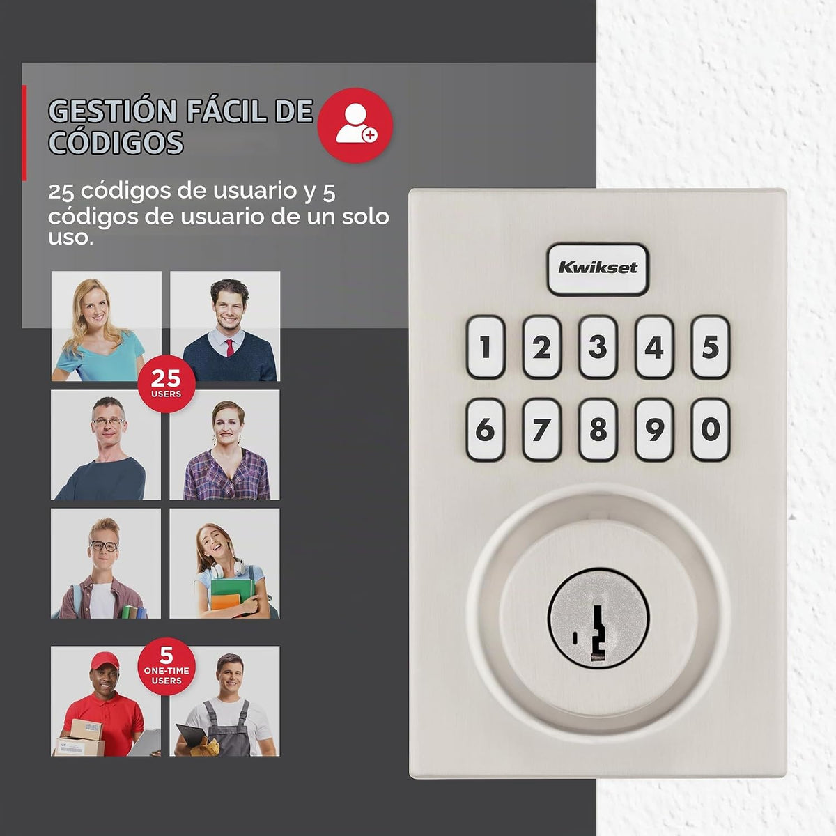 Kwikset Powerbolt 250 - Cerradura electrónica contemporánea de 10 b...