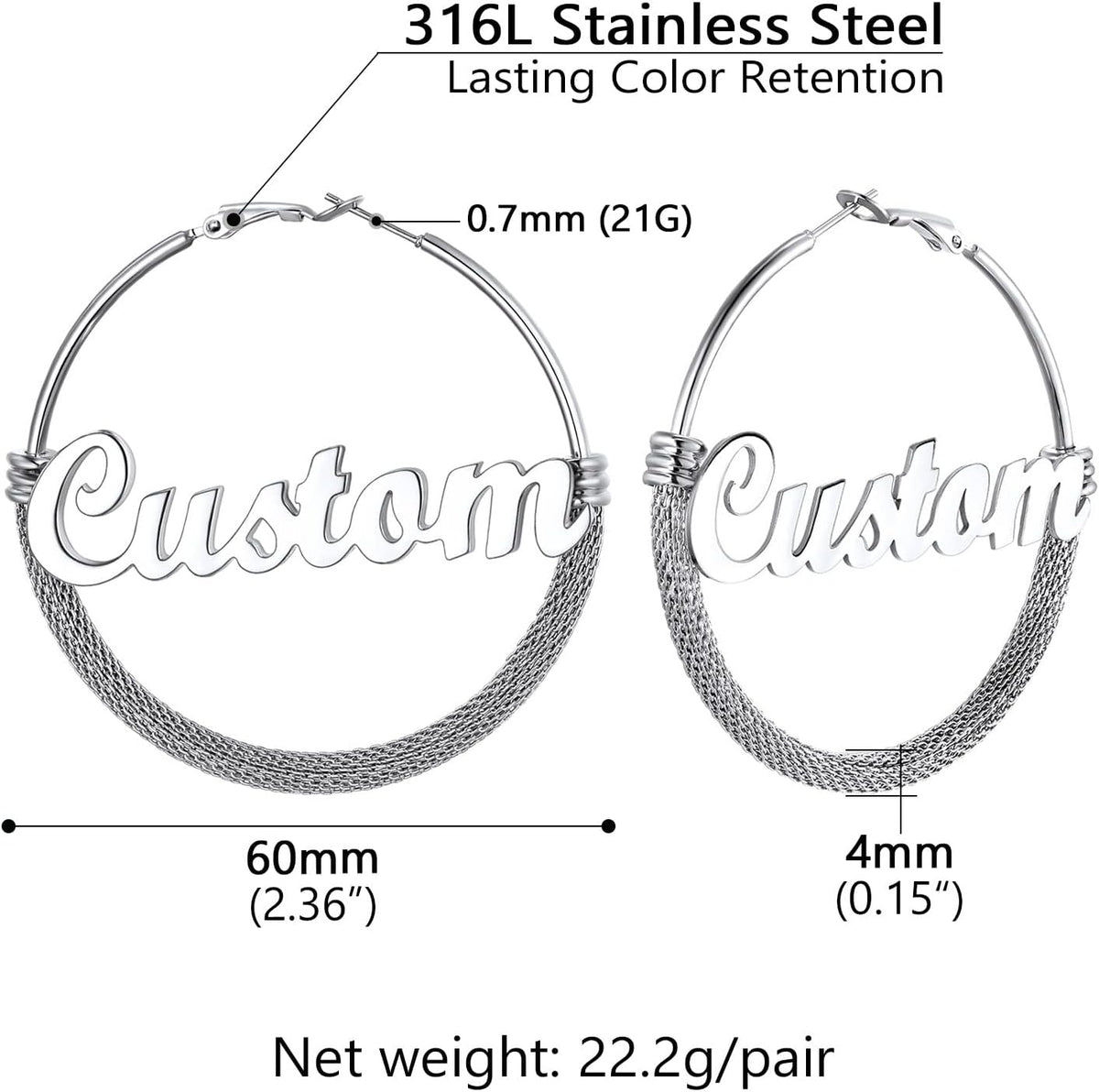 PROSTEEL 12\/16\/24\/32\/40 Pulgadas Aretes de Aro Gruesos para Muj...