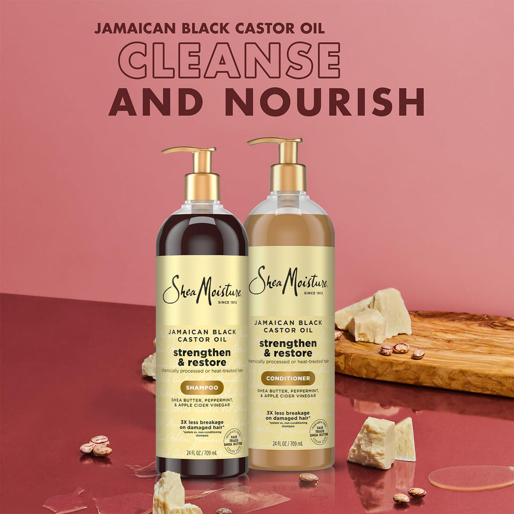 SheaMoisture - Juego de champú y acondicionador de aceite de ricino...