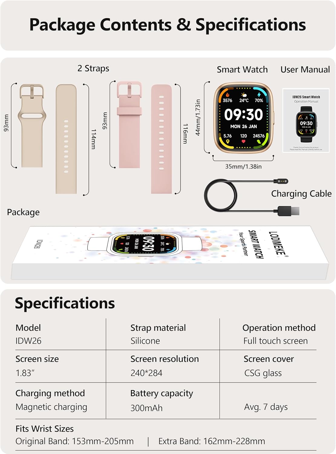 Reloj inteligente para mujer y hombre Android y iPhone [2 bandas, c...