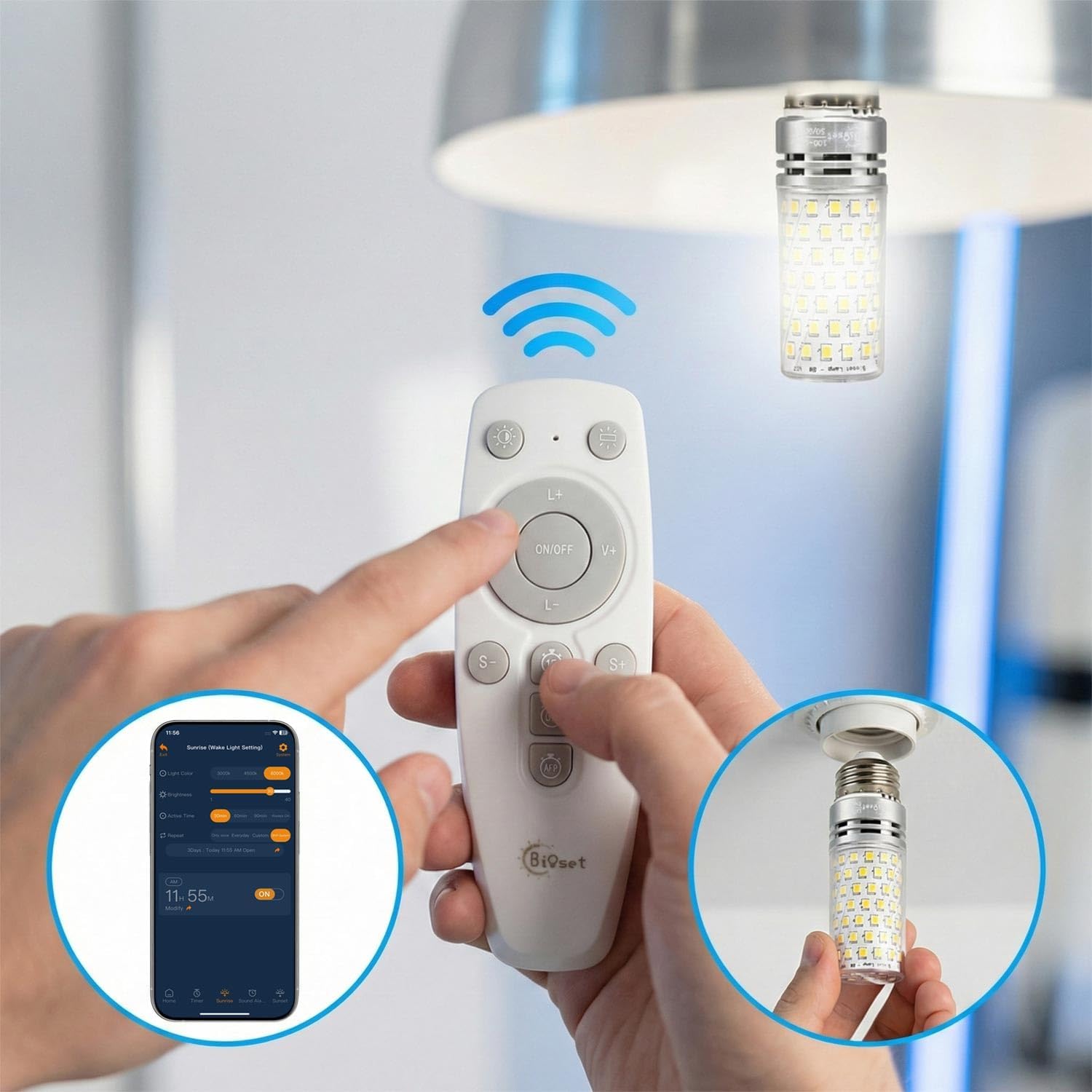 JUXLamp Bombilla de alarma de luz LED inteligente con simulación de...