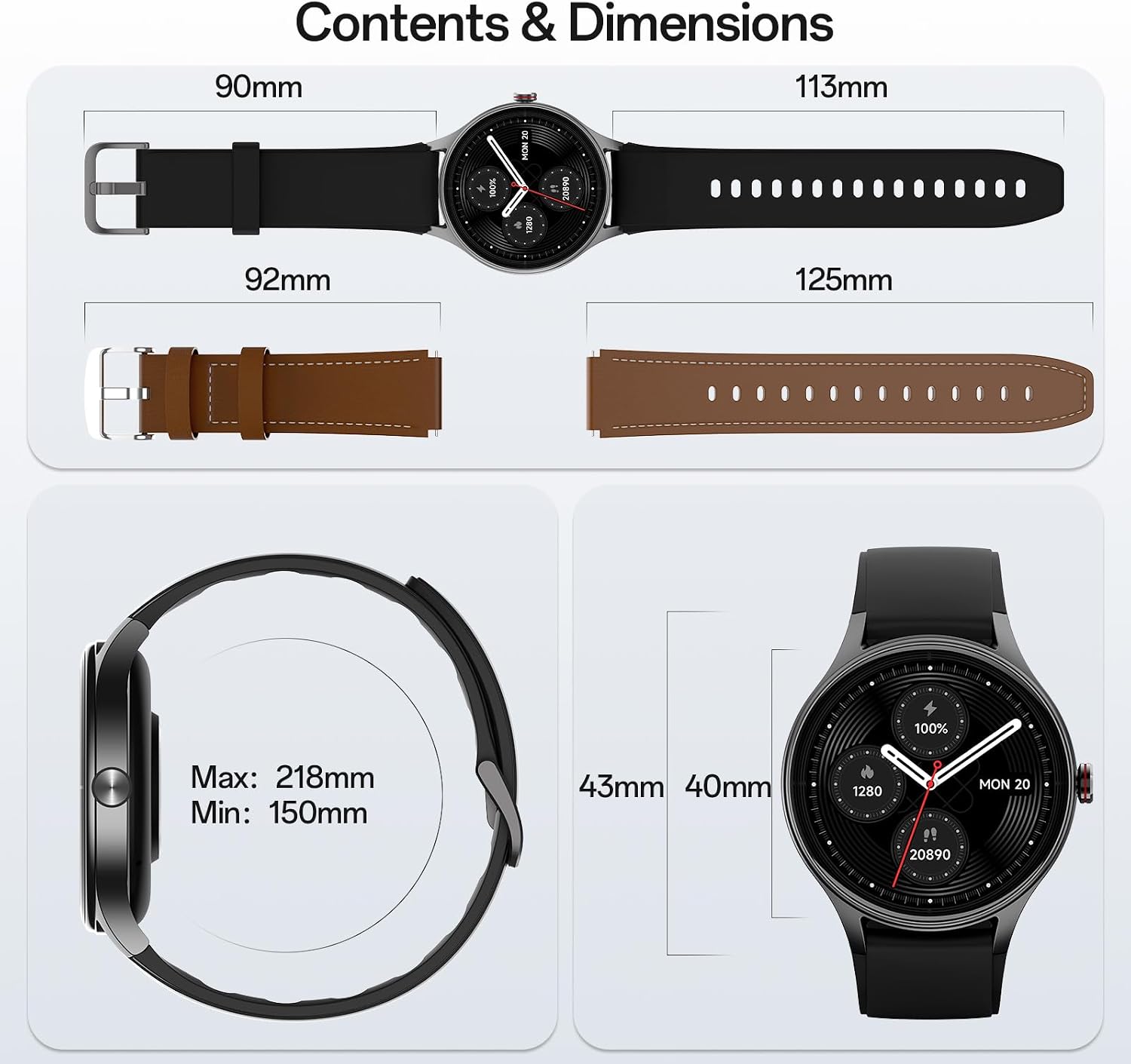 Woneligo Reloj inteligente, reloj AMOLED de fitness con pantalla tá...