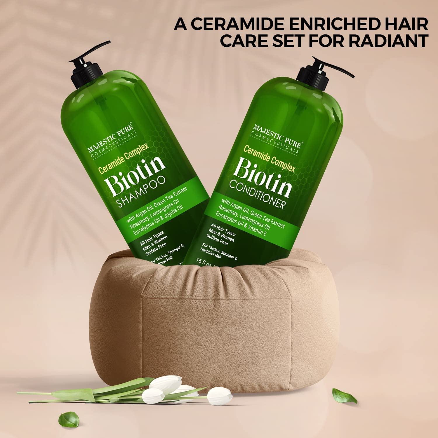 MAJESTIC PURE Set de champú y acondicionador de biotina \u2013 Con...