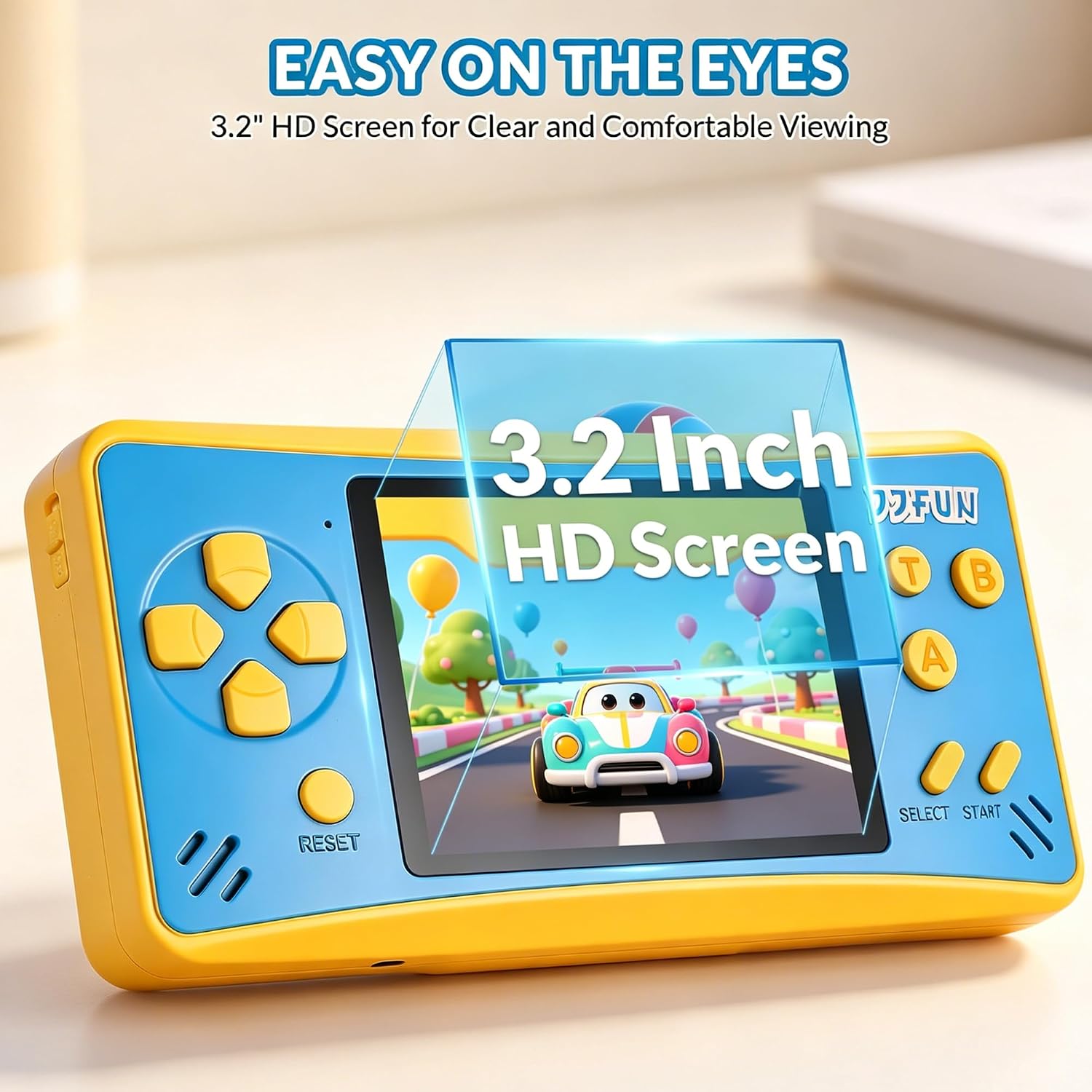JJFUN Consola de juegos portátil para niños: pantalla de 3.2 pulgad...