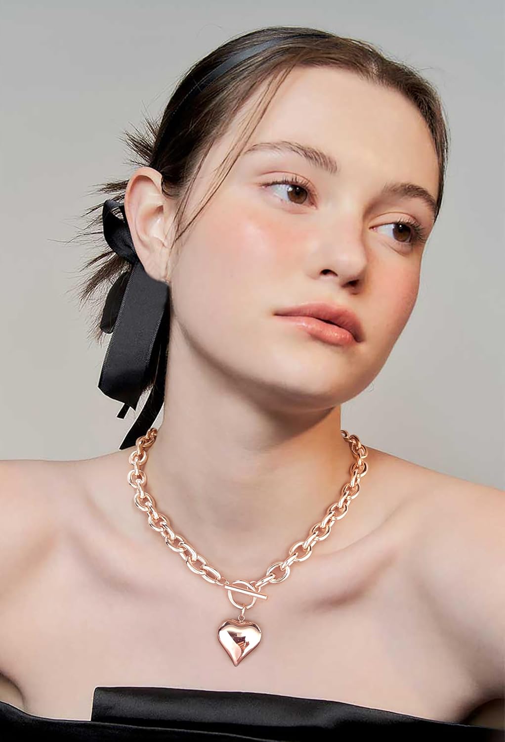 CLASSYZINT Collar con colgante de cabeza de león y moneda de corazó...