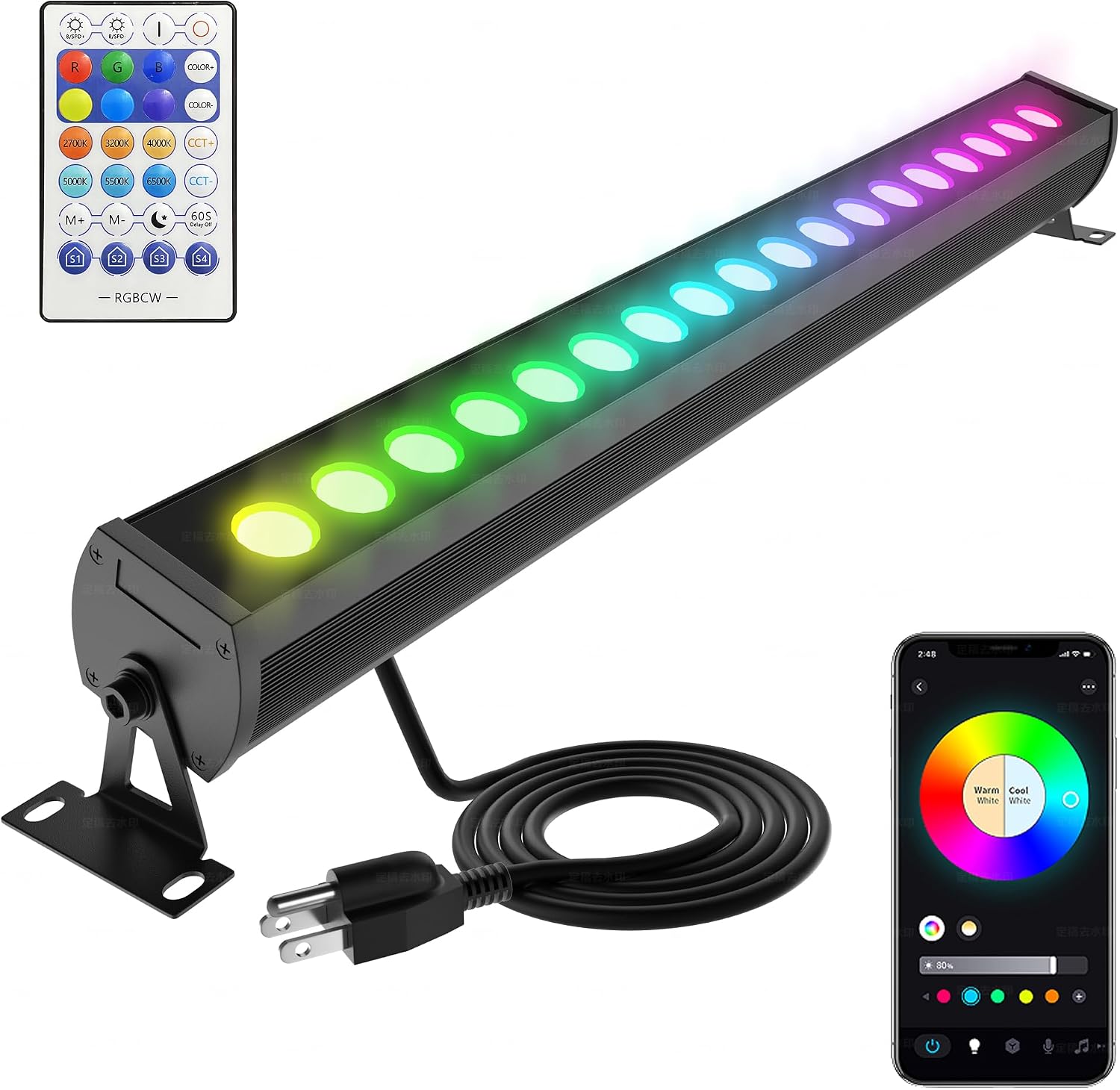 Umidkin Lámpara inteligente de arandela de pared de 90 W, 20 pulgad...