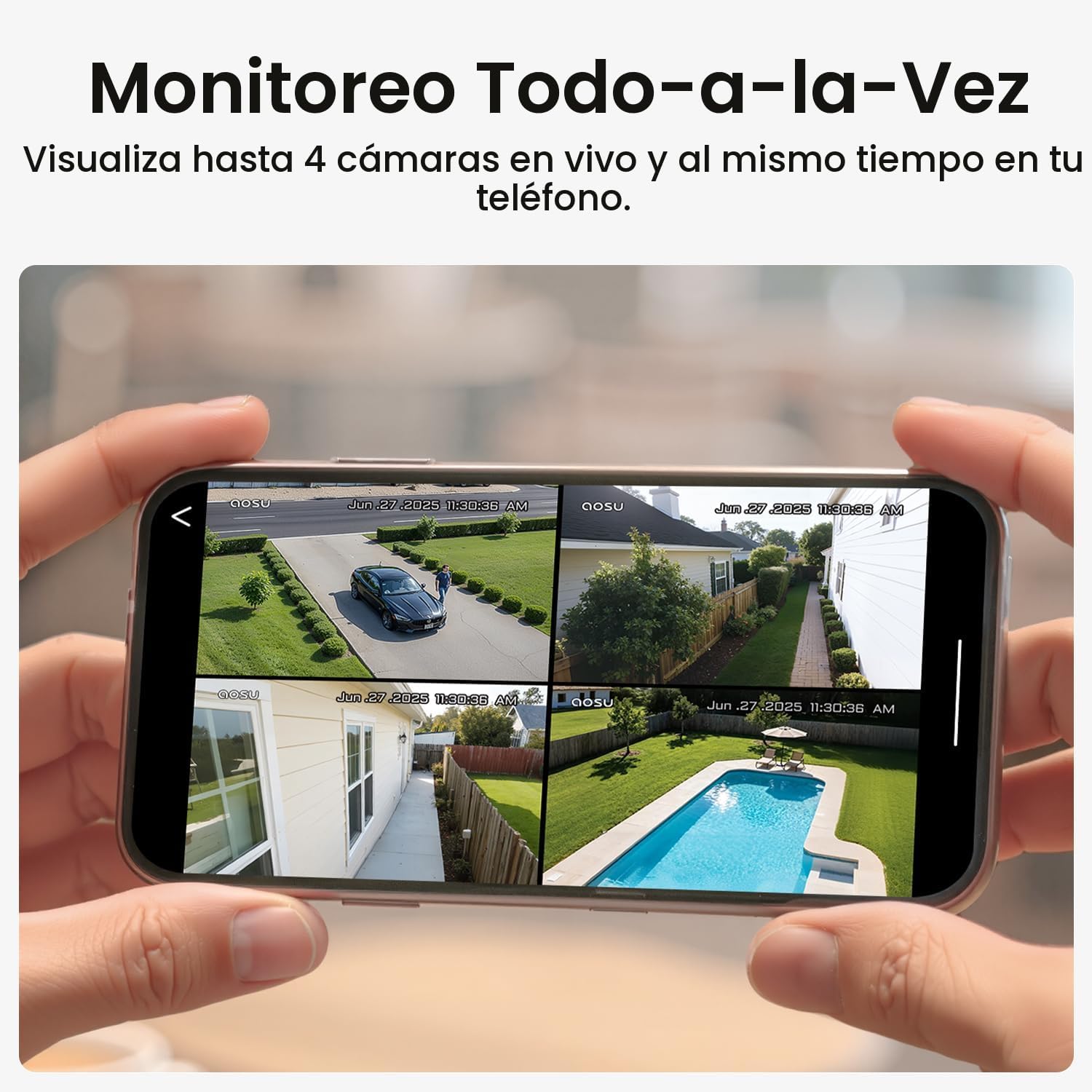 aosu Cámaras de seguridad inalámbricas para exteriores, kit de 6 cá...