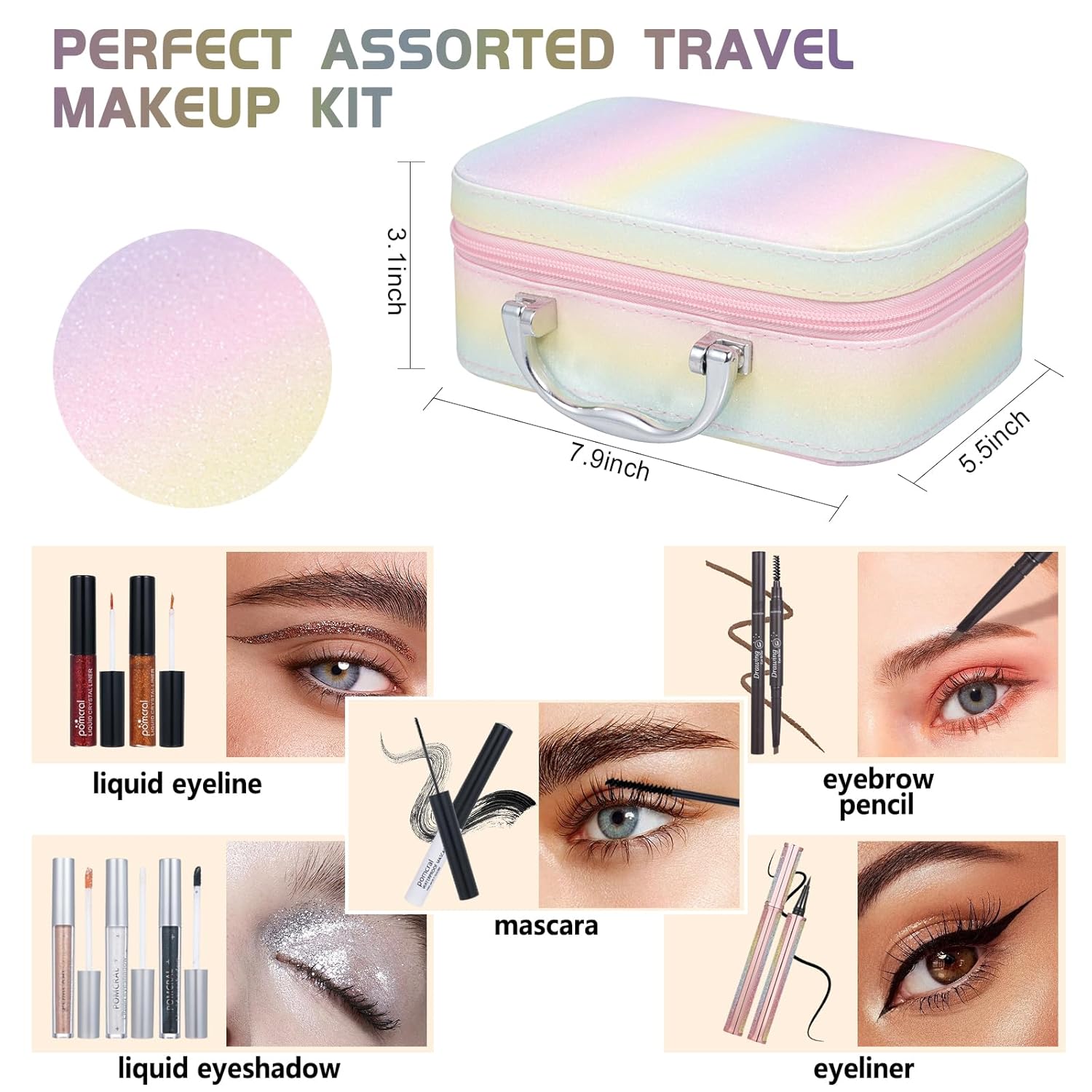 Pomcral Kit de maquillaje todo en uno, juego de maquillaje para ado...