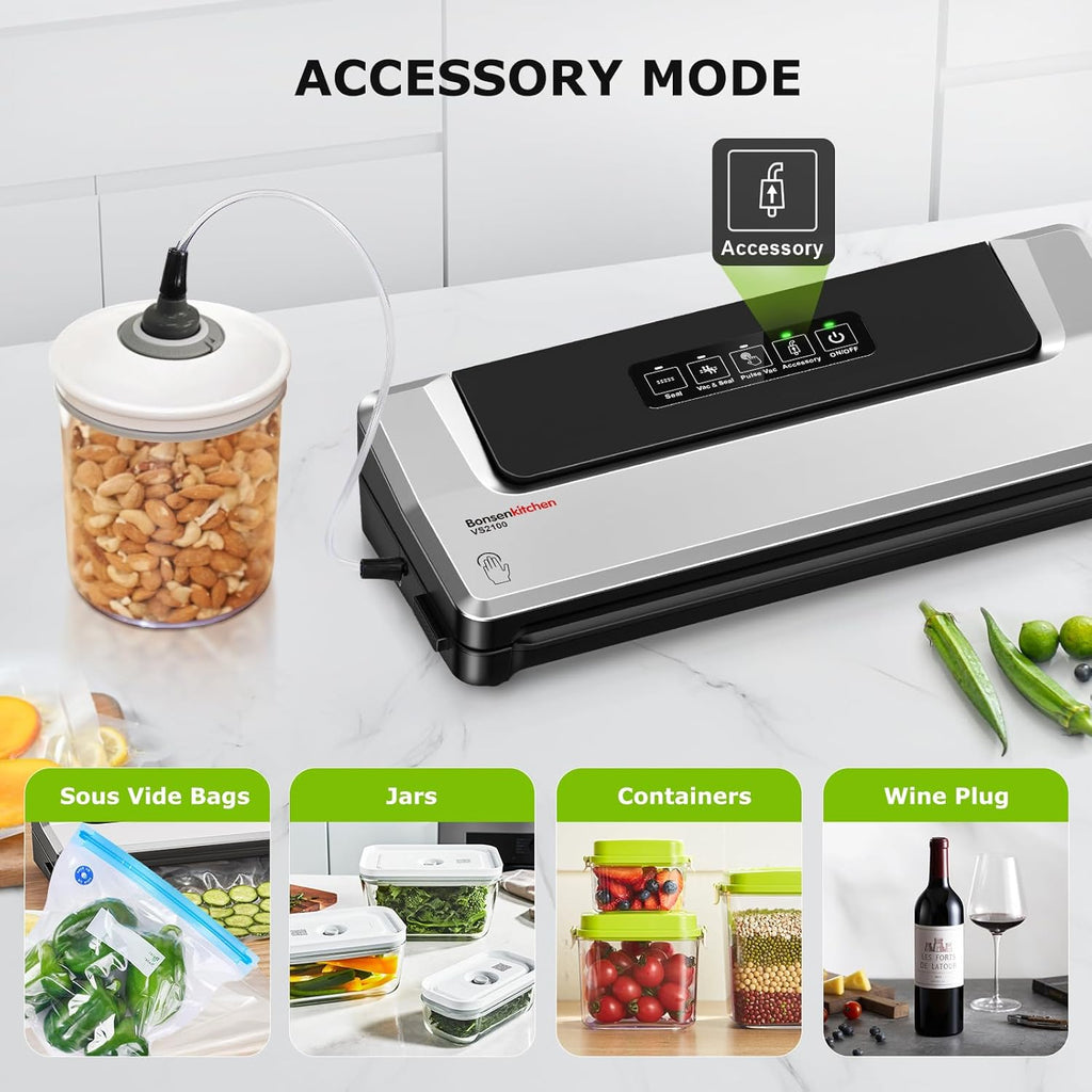 Bonsenkitchen - Máquina selladora al vacío, múltiples modos para la...