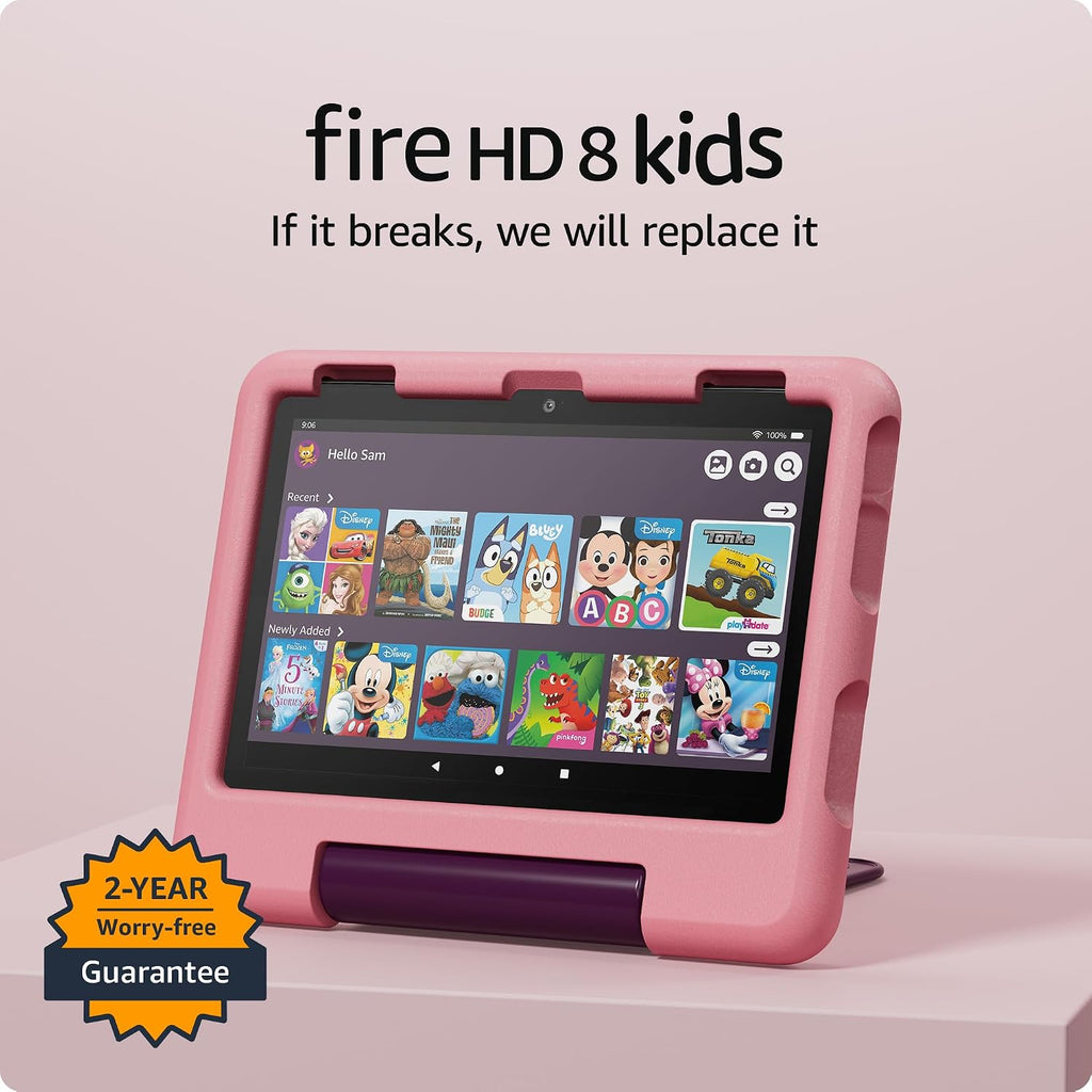 Tablet Amazon Fire HD 8 Kids (últ. modelo), de 3 a 7 años. Con bril...