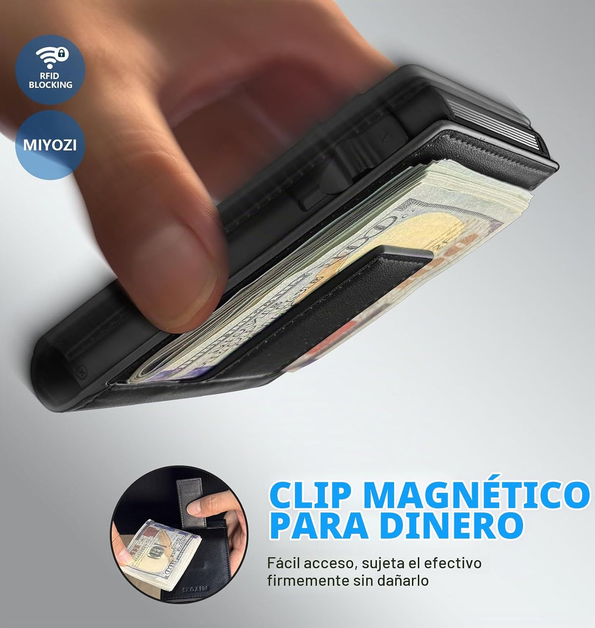 miyozi Cartera para hombre, tarjetero desplegable con bloqueo RFID,...
