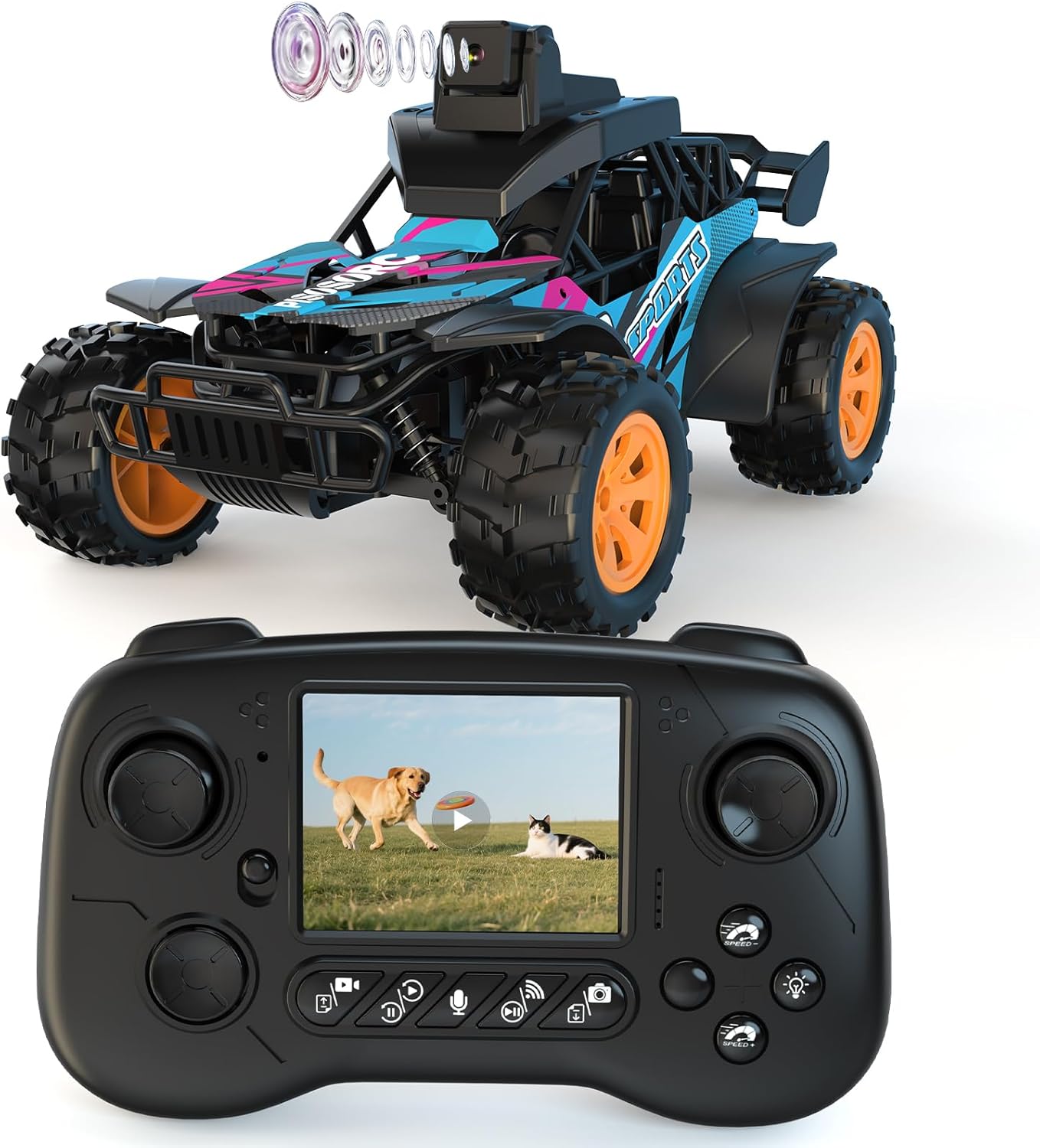 Auto RC con cámara, camión de control remoto de 2.4 GHz con pantall...