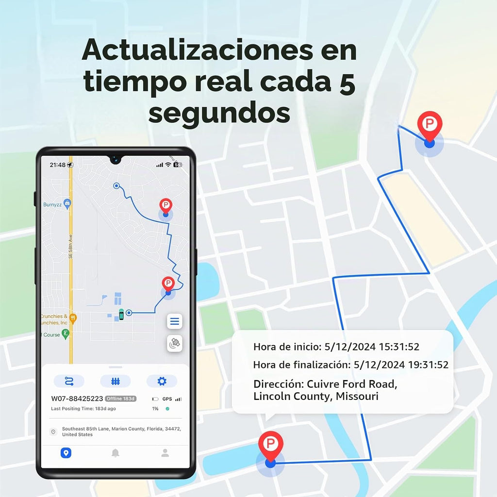Rastreador GPS cableado para vehículos, sin tarifa mensual, sin sus...