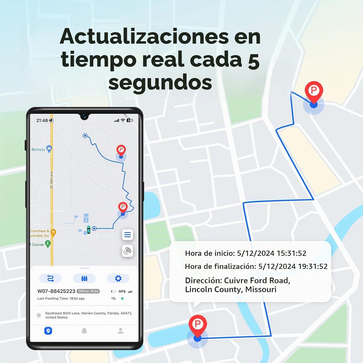 Rastreador GPS cableado para vehículos, sin tarifa mensual, sin sus...