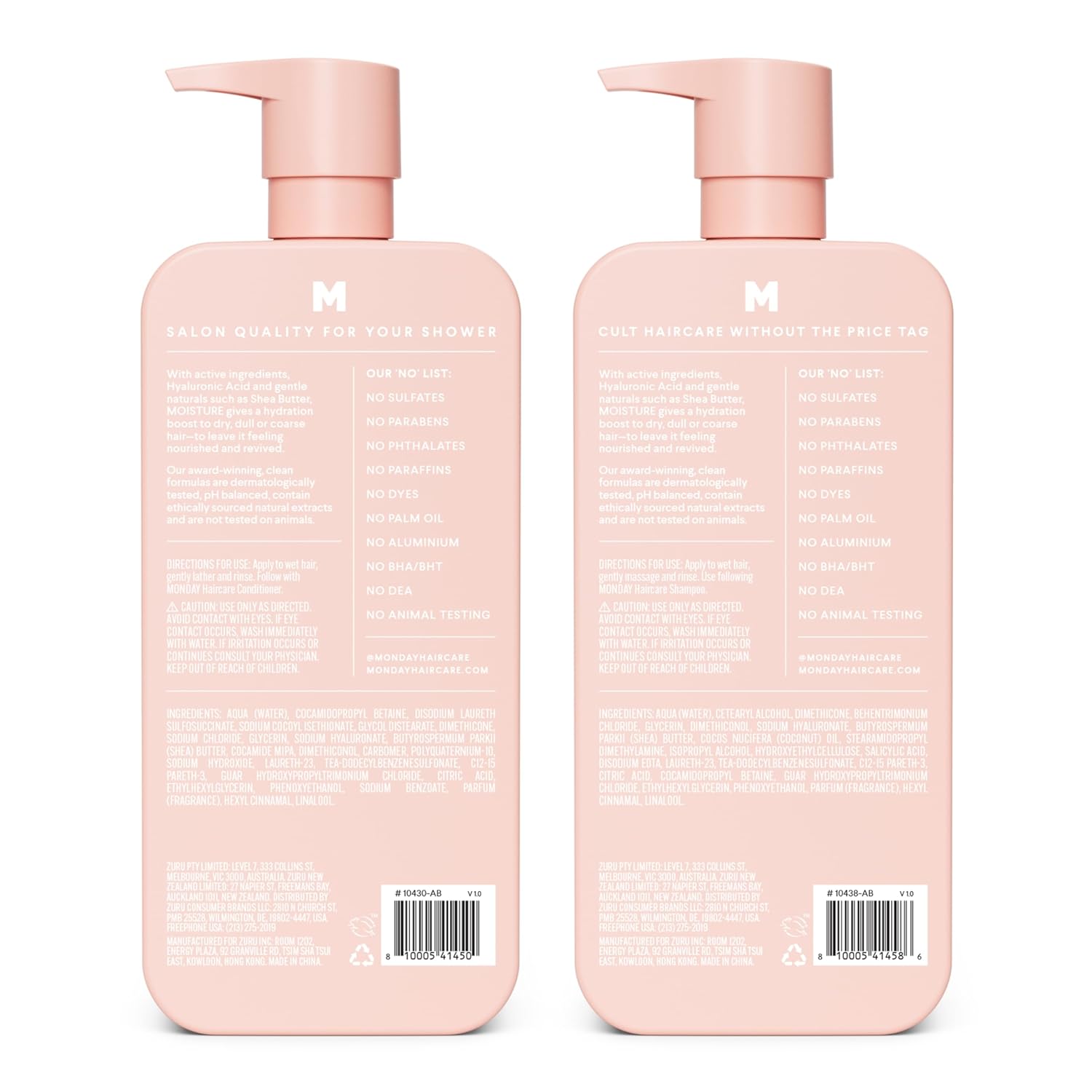 MONDAY HAIRCARE Champú hidratante + acondicionador de baño (2 unida...