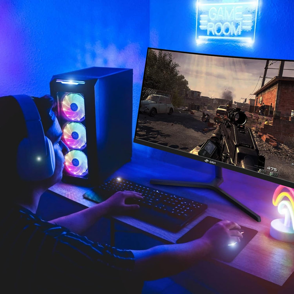 CRUA - Monitor curvo de 24", para juegos, 180Hz\/144Hz FHD 1080...