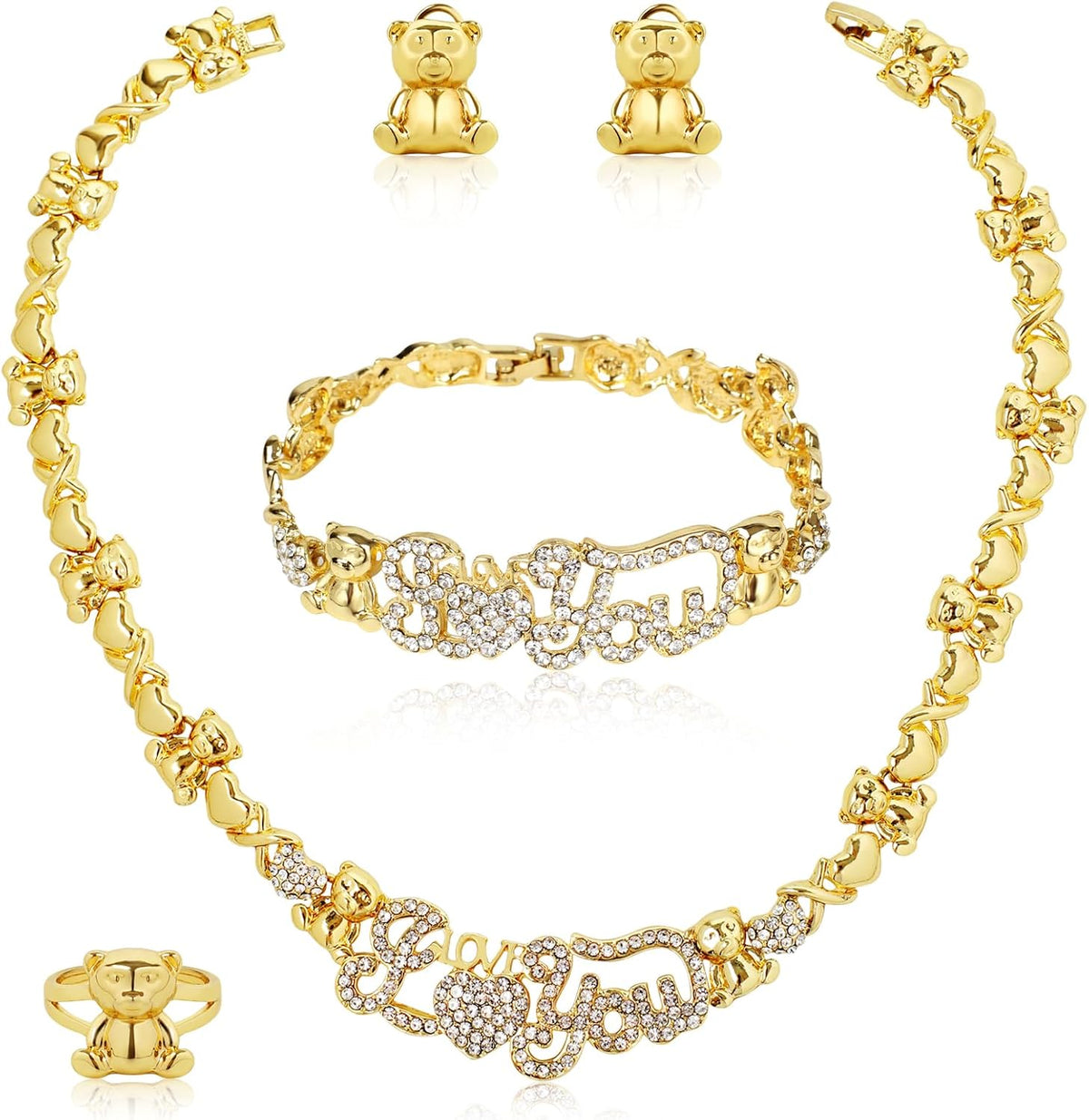 Conjuntos de joyas de oro para mujer, conjuntos de joyas de oro XOX...