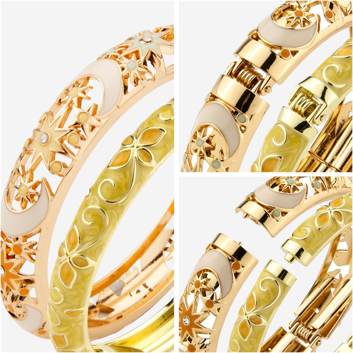 UJOY Vintage Jewelry Cloisonne - Pulsera de brazalete con bisagras...