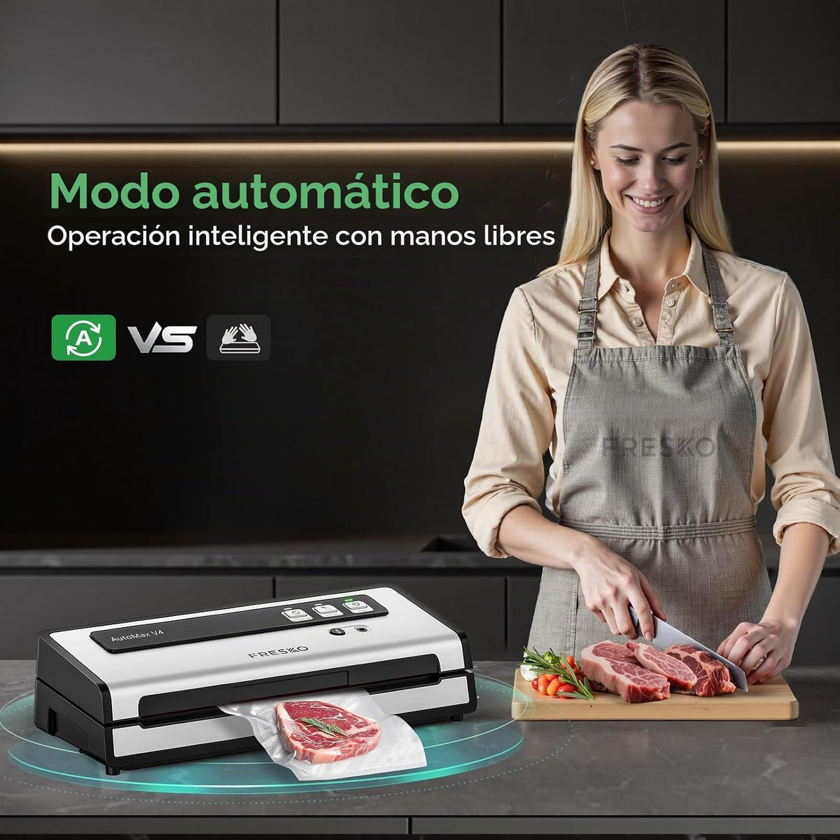 FRESKO Máquina selladora al vacío con detección automática de bolsa...