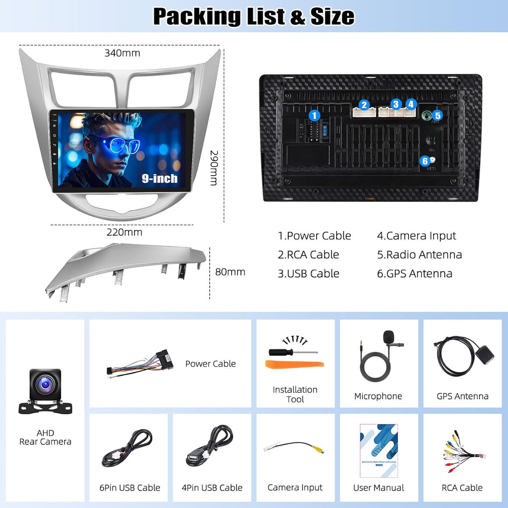 2G+64G Android 15 Car Stereo para Hyundai Accent 2012-2017 con Carp...