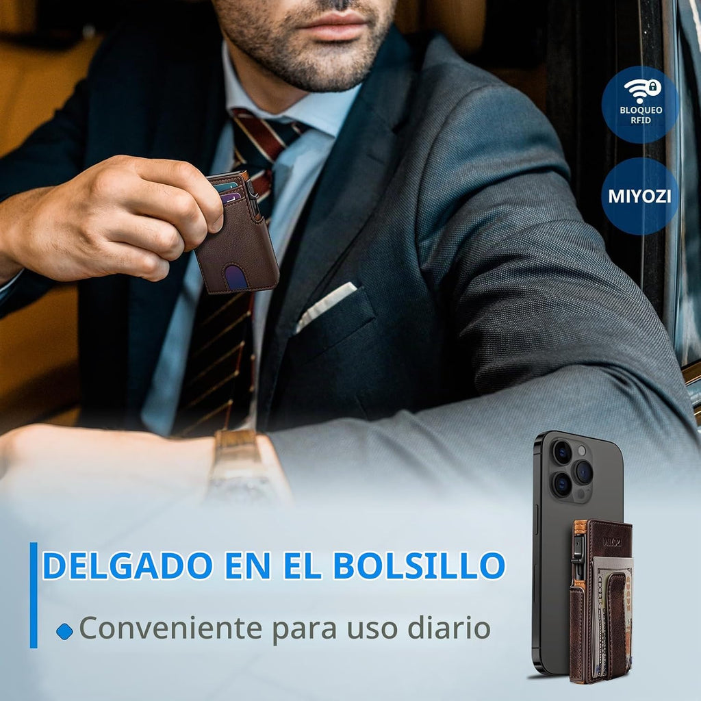 miyozi Billetera para hombre, magnética minimalista delgada con sop...