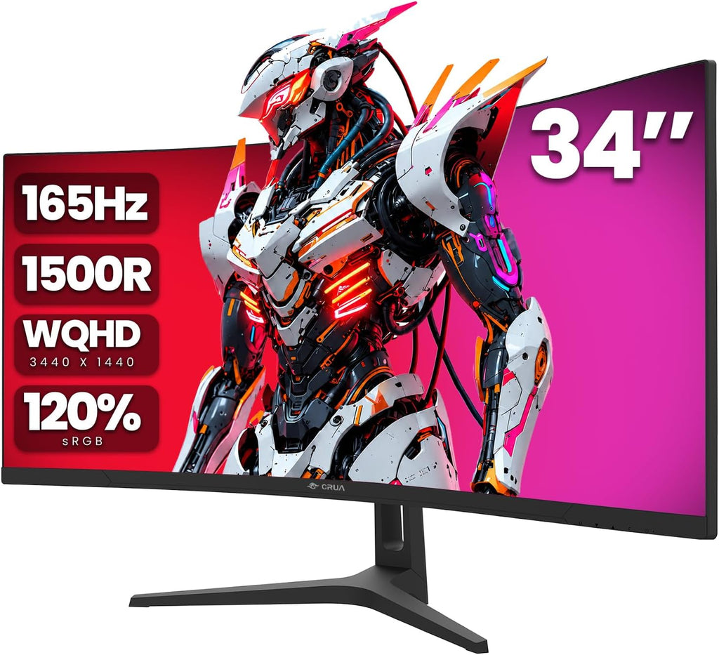 CRUA Monitor curvo para juegos de 34 pulgadas, 144 Hz\/165Hz WQHD 3...