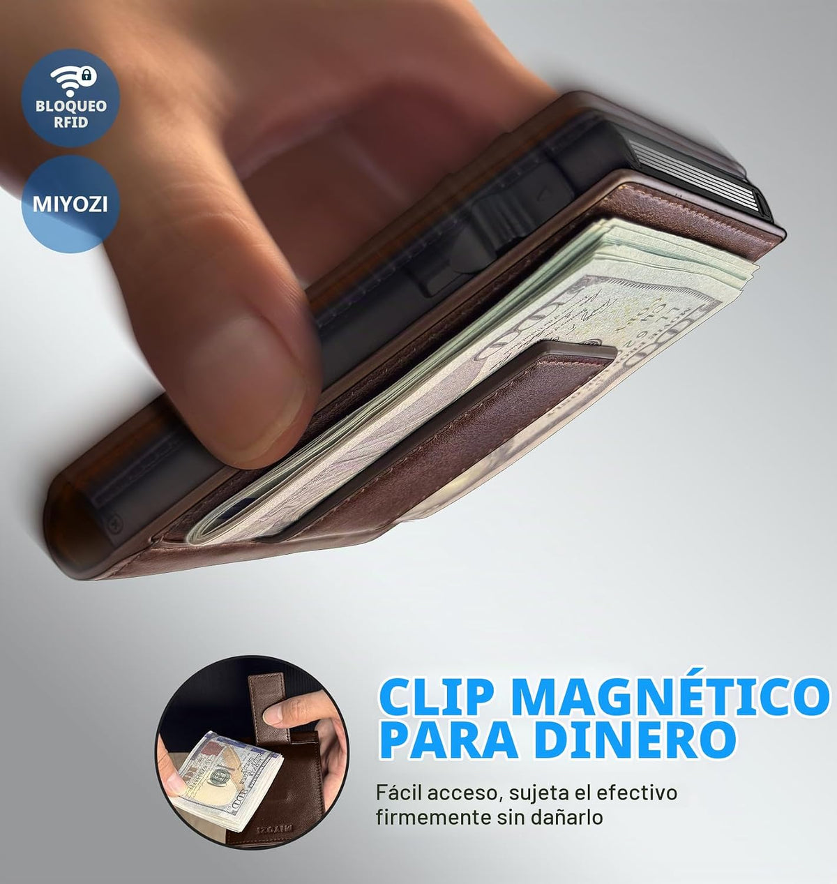 miyozi Cartera para hombre, tarjetero desplegable con bloqueo RFID,...