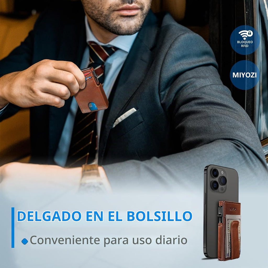 miyozi Billetera para hombre, magnética minimalista delgada con sop...