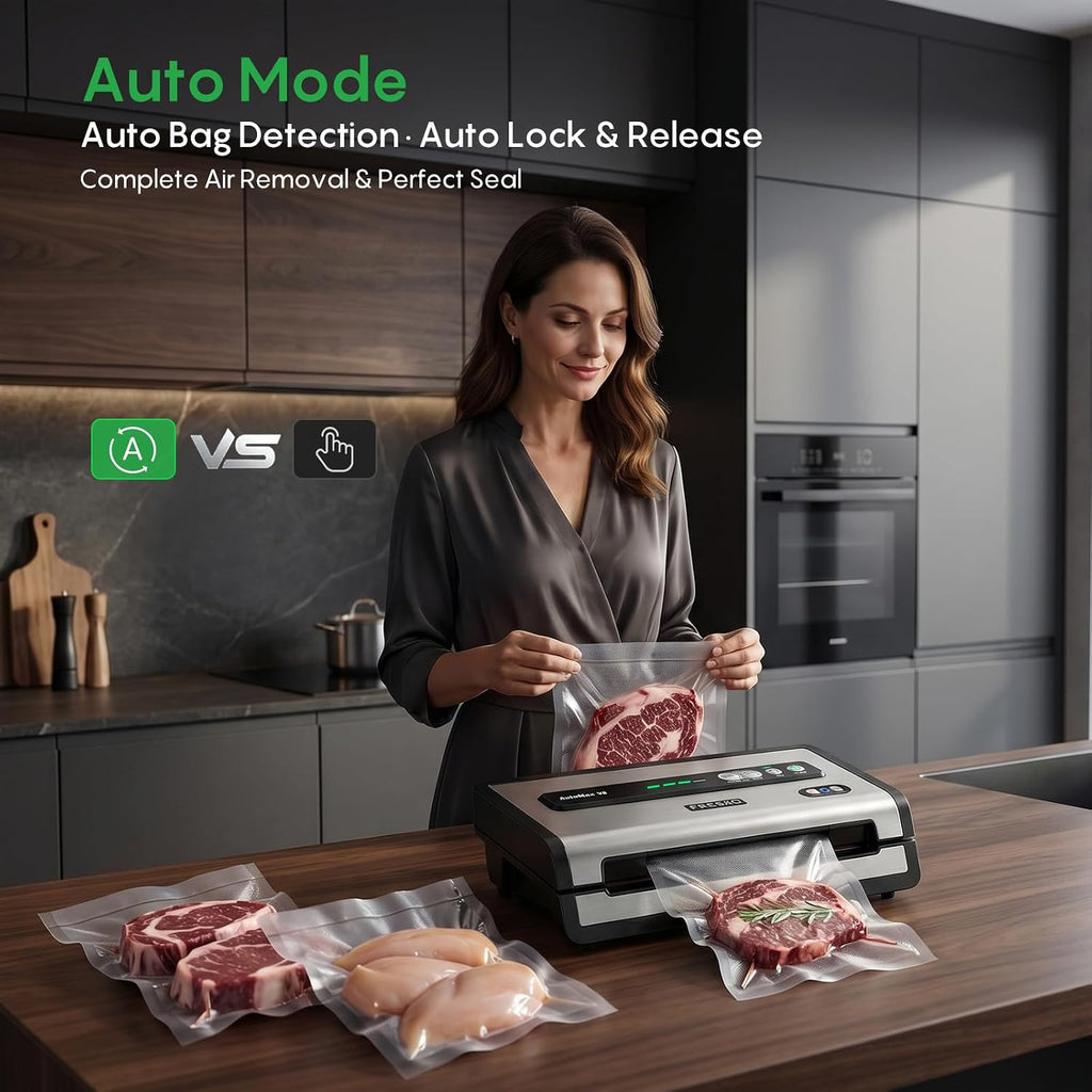 FRESKO Sellador de vacío automático para alimentos, sello continuo...