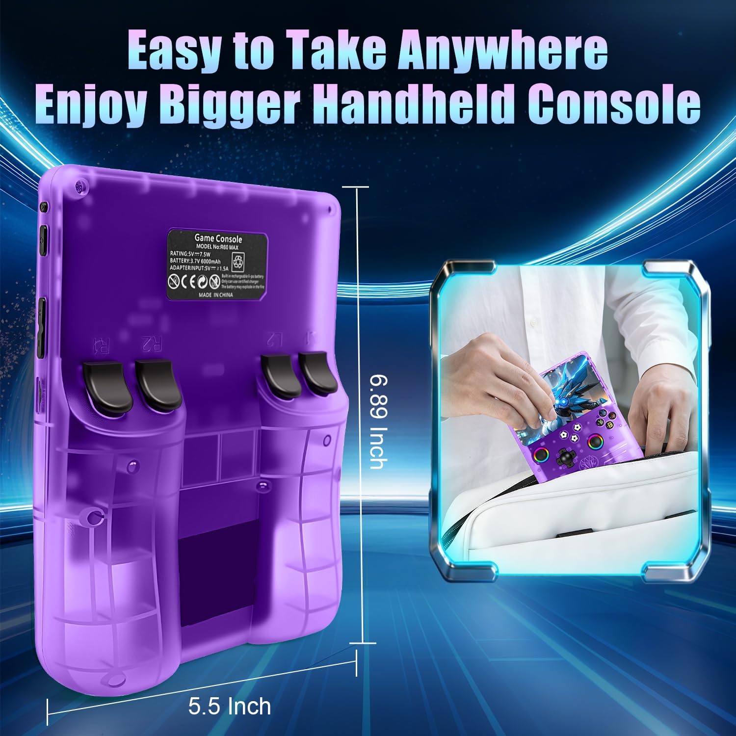 Hedlaoy Consola de juegos portátil R60 Max, consola de juegos retro...