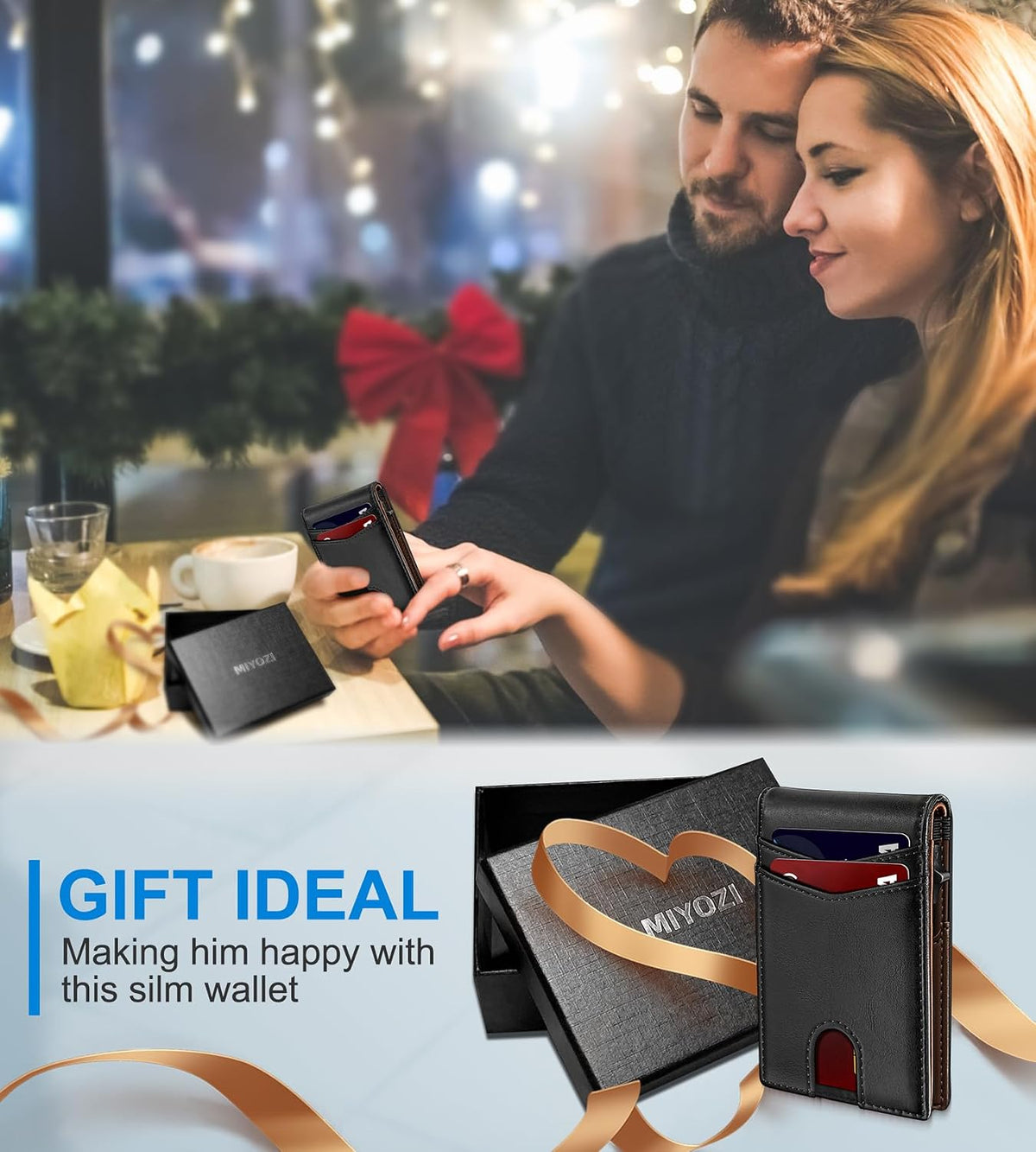 miyozi Cartera para hombre, funda delgada y desmontable para tarjet...