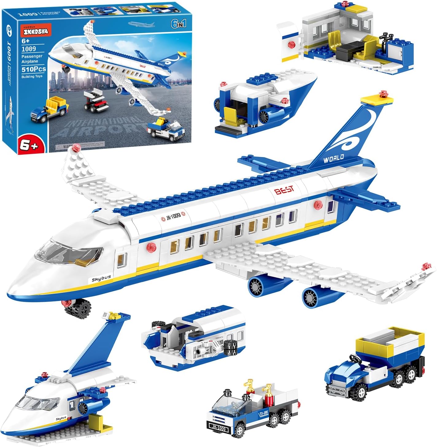 IKKOSYA Juego de construcción de avión de pasajeros de ciudad, 510...
