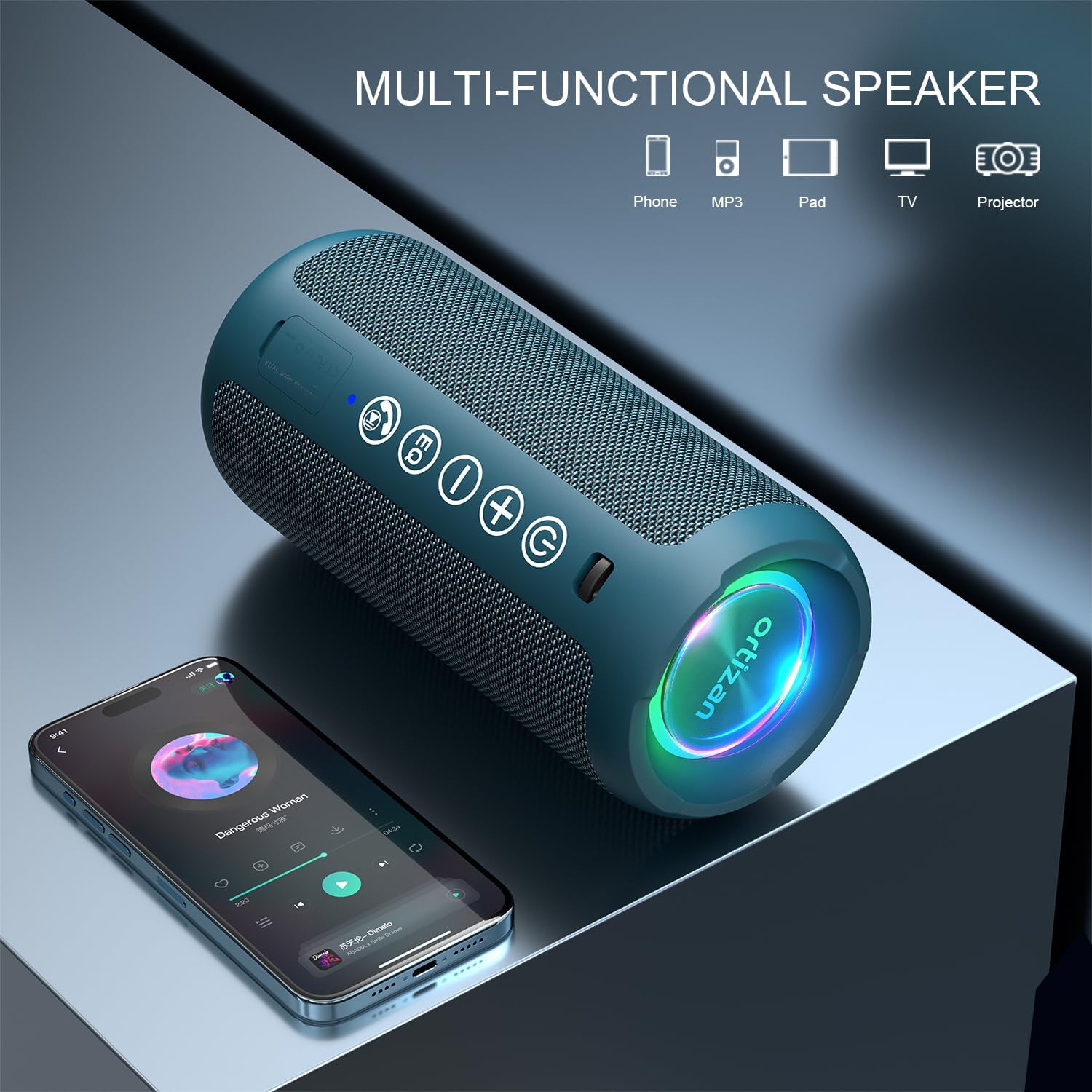 Ortizan Altavoz Bluetooth portátil: IPX7 impermeable, sonido fuerte...