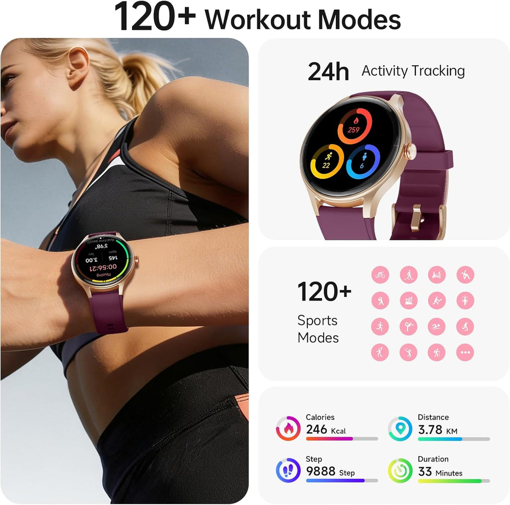 Woneligo Reloj inteligente para mujer, reloj AMOLED de fitness con...