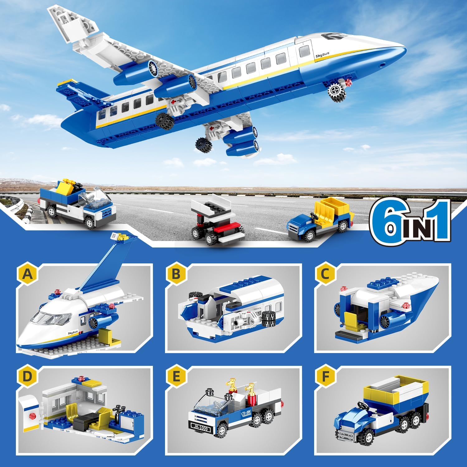 IKKOSYA Juego de construcción de avión de pasajeros de ciudad, 510...