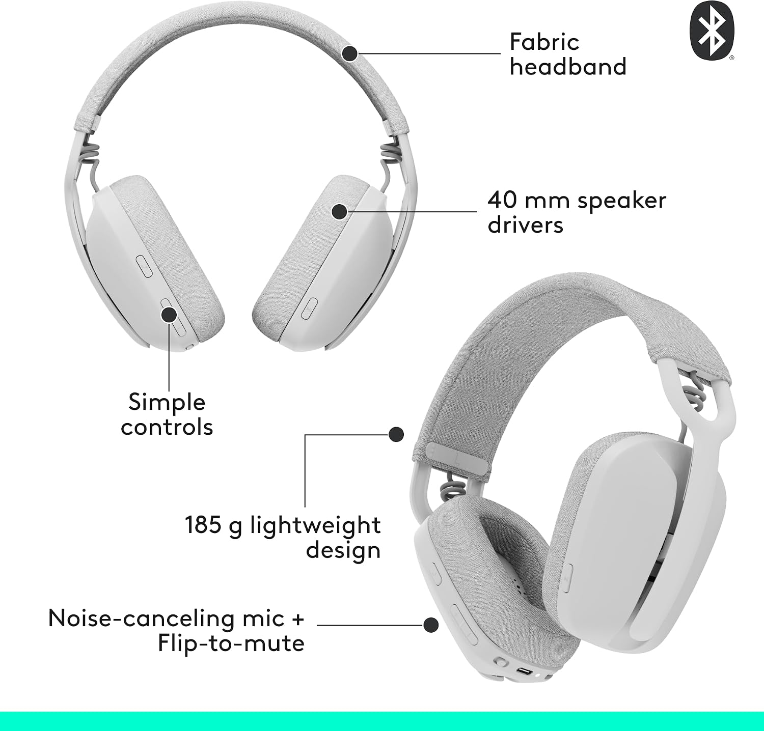 Logitech Zone Vibe 100 - Auriculares inalámbricos ligeros sobre la...