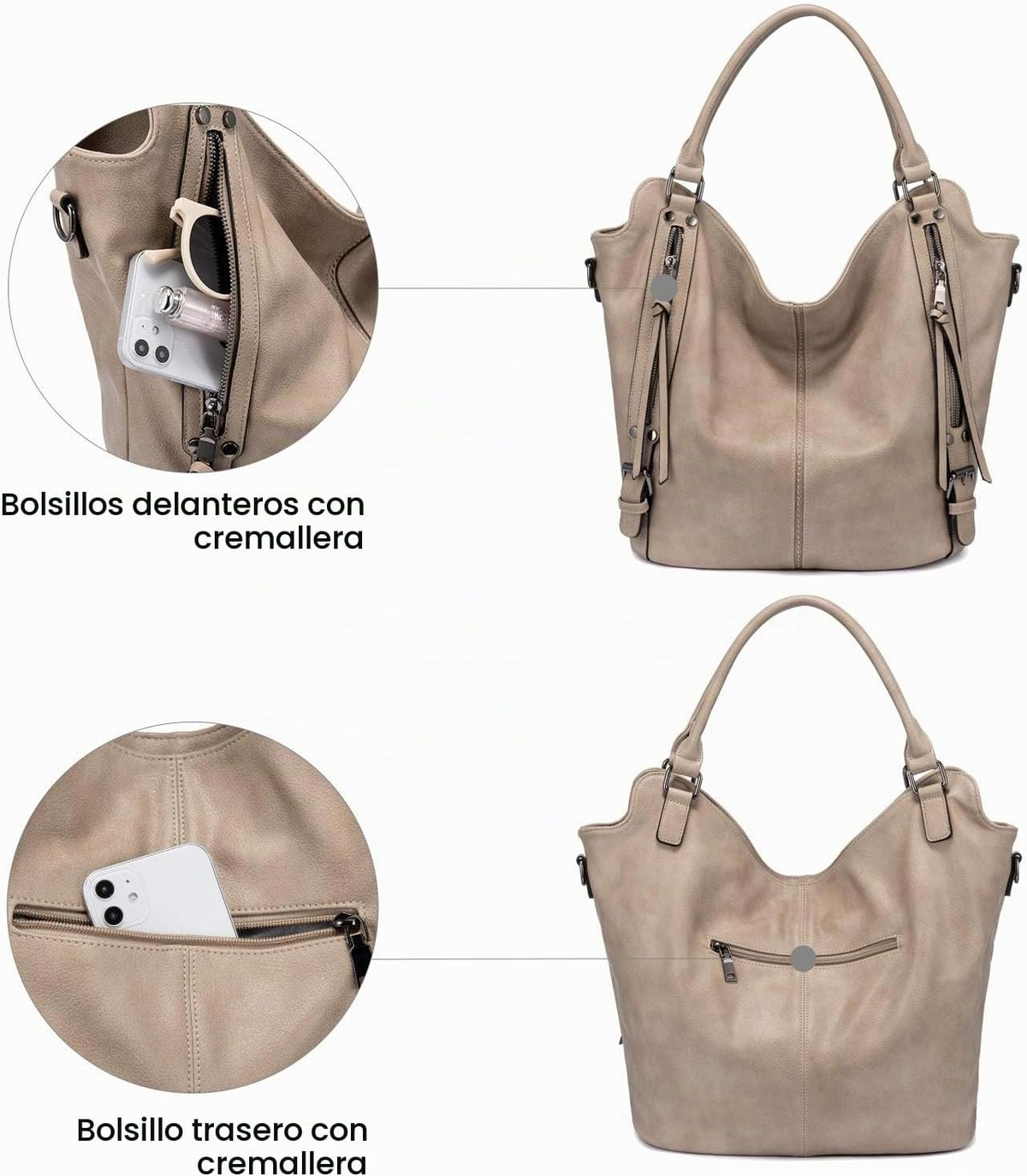 Bolso de mano para mujer Realer de piel sintética, bolsos de hombro...