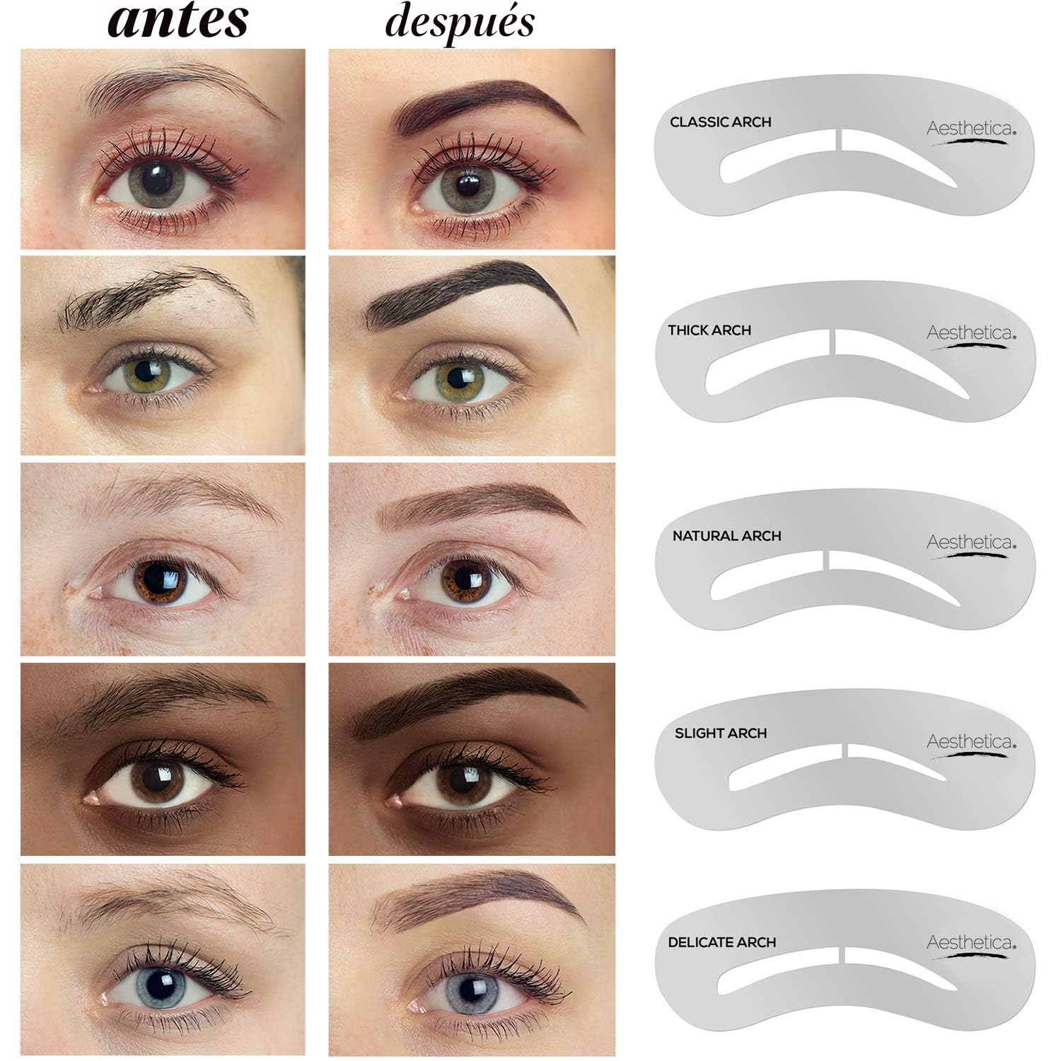 Aesthetica Kit de contorno de cejas de 16 piezas, paleta de maquill...