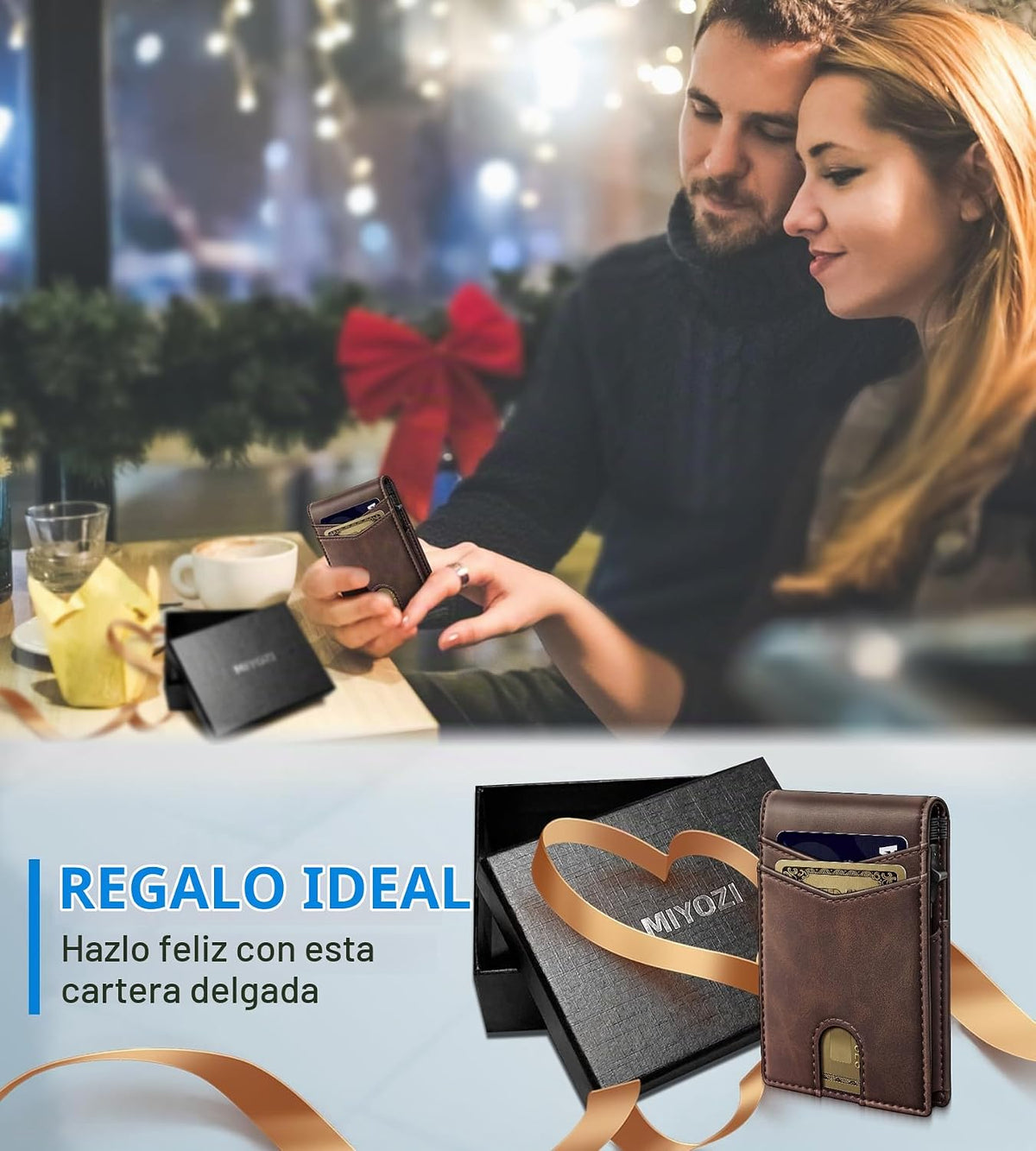 miyozi Cartera para hombre, funda delgada y desmontable para tarjet...