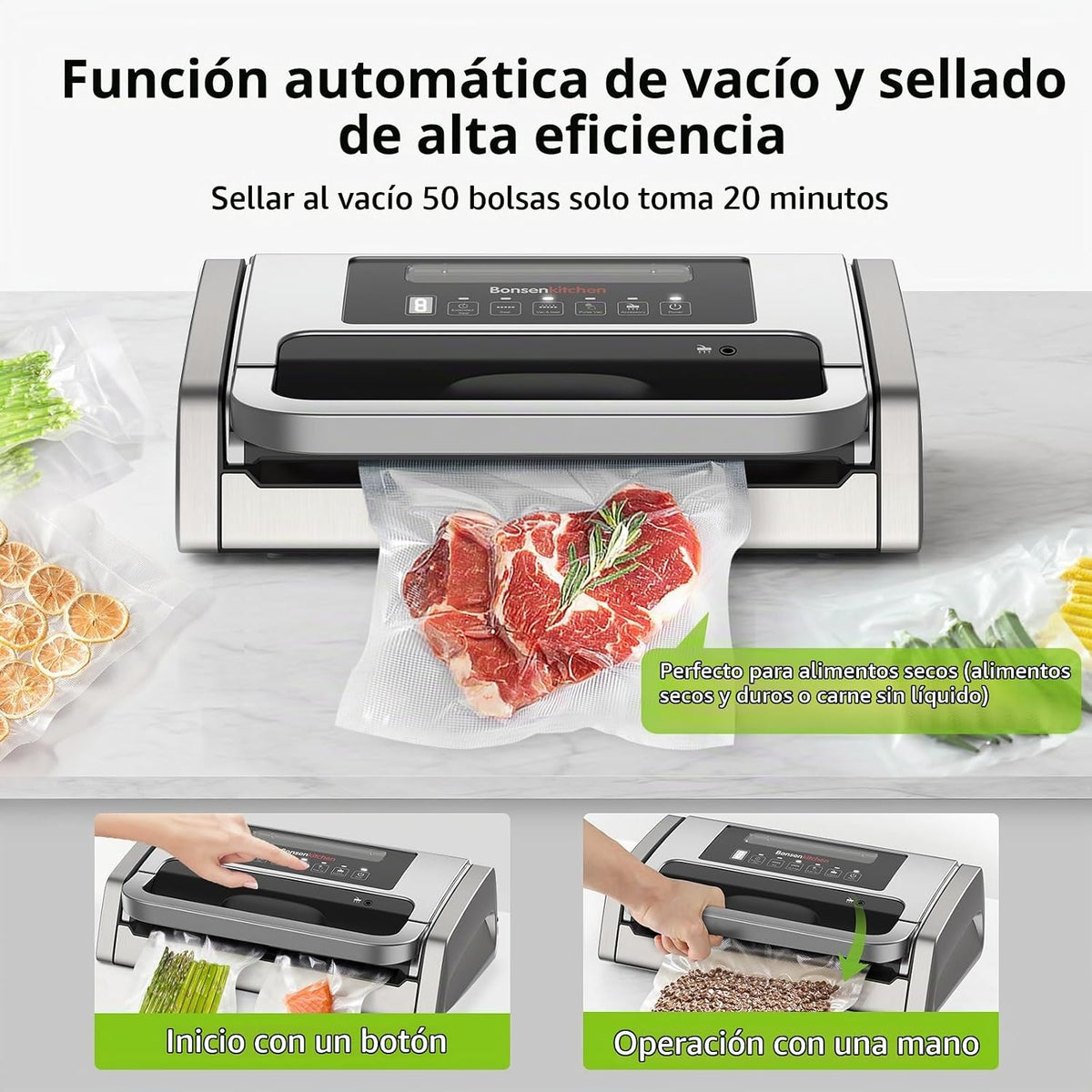 Bonsenkitchen - Máquina selladora al vacío con tecnología Globefish...
