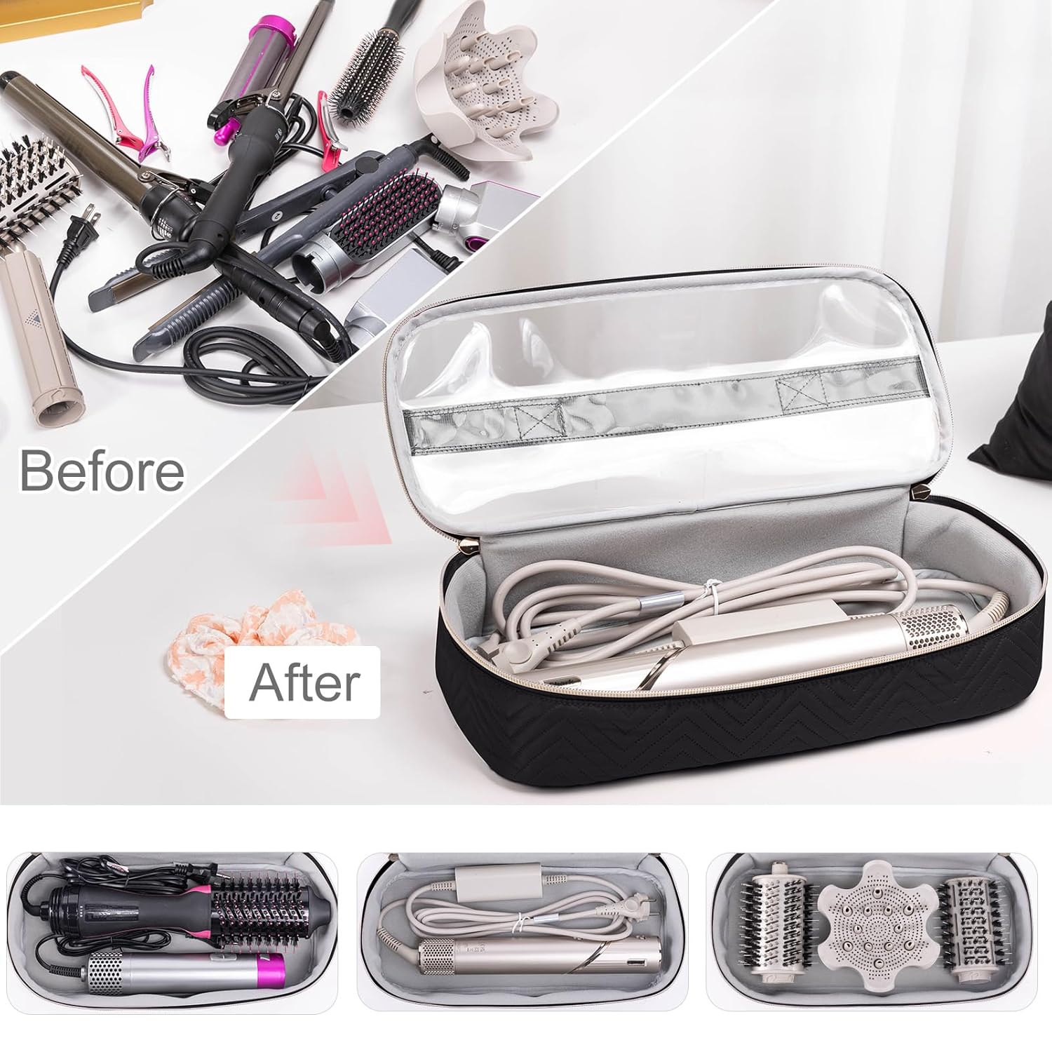 ELCUPA Estuche de viaje para herramientas para el cabello con bolsa...