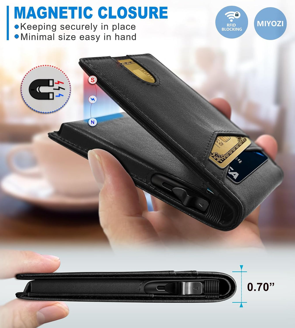 miyozi Cartera para hombre, funda delgada y desmontable para tarjet...