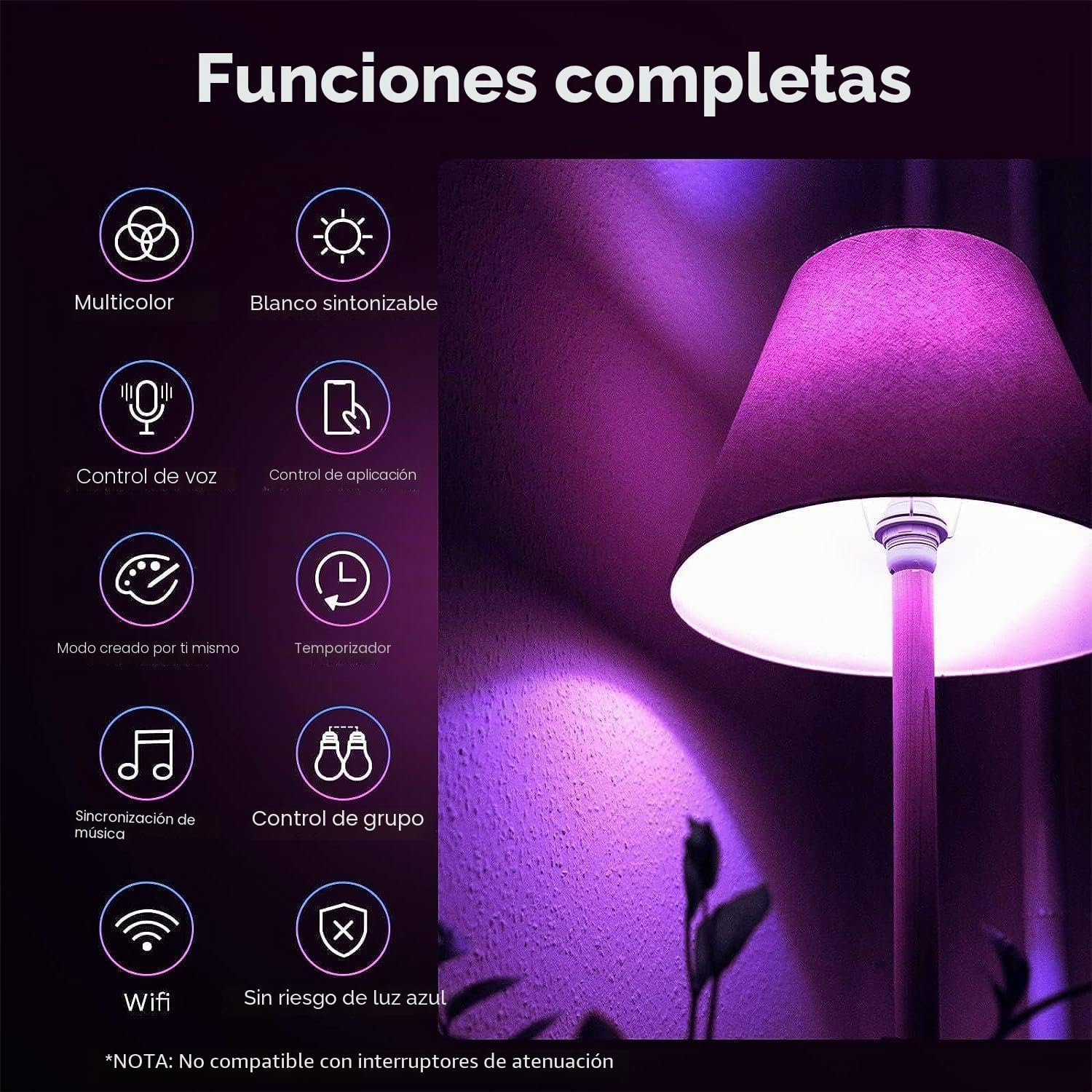Bombilla Inteligente Linkind Matter, Bombillas Inteligentes WiFi co...